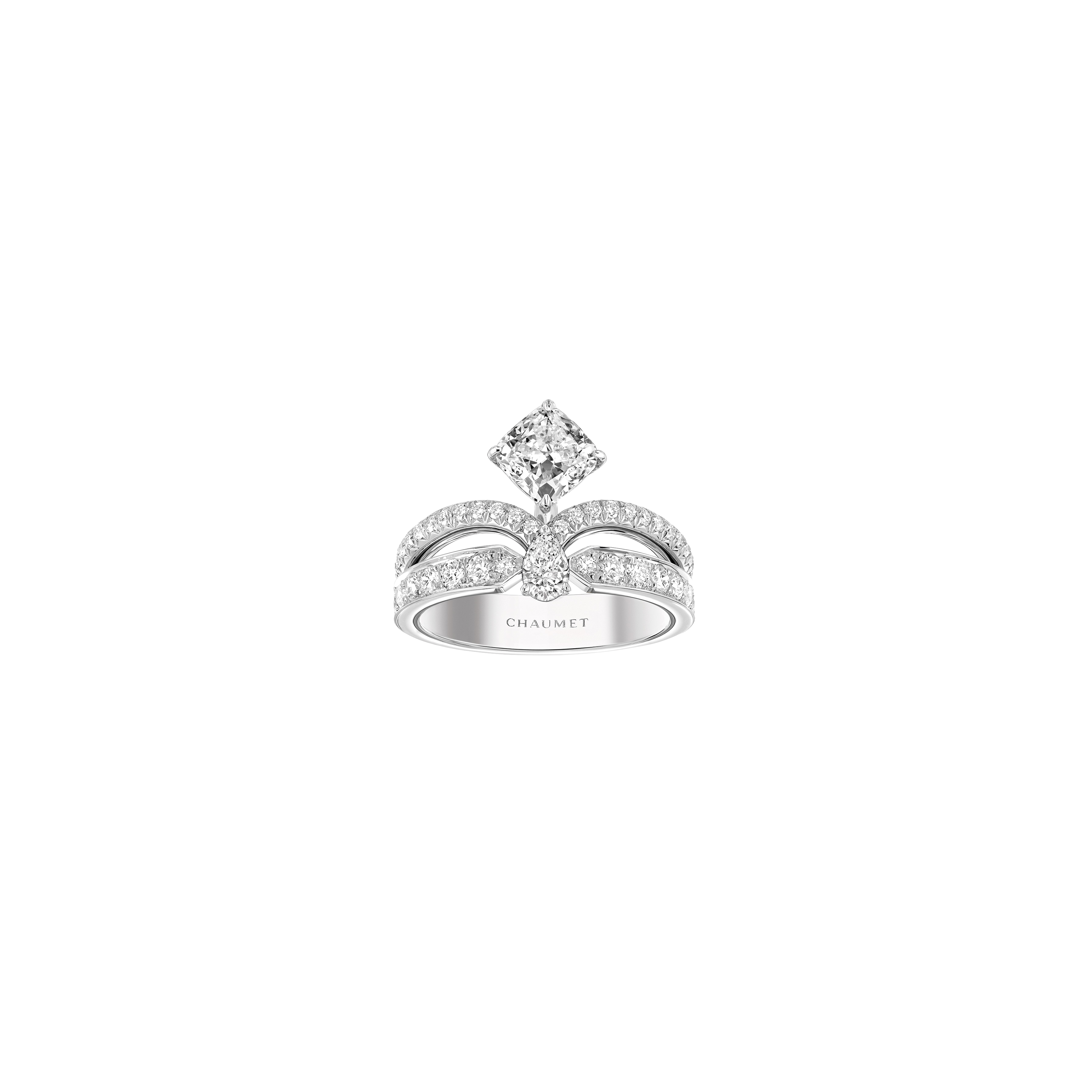 CHAUMET - ANELLO FLOREALE JOSÉPHINE ECLAT IN PLATINO CON DIAMANTI - J3MQ00 - J3MQ00