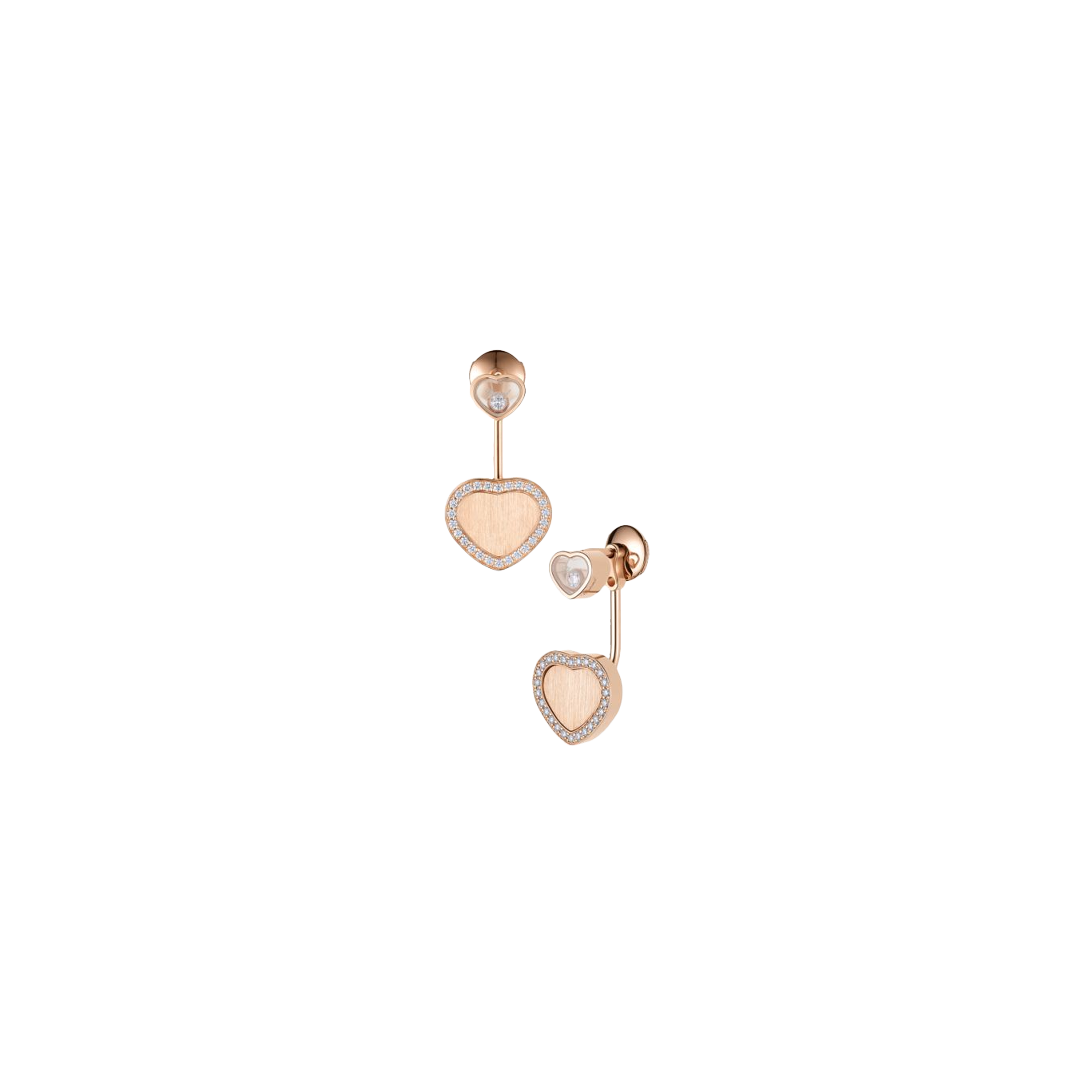 CHOPARD HAPPY HEARTS GOLDEN HEARTS - ORECCHINI, ORO ROSA ETICO, DIAMANTI - 83A007-5921 - 83A007-5921