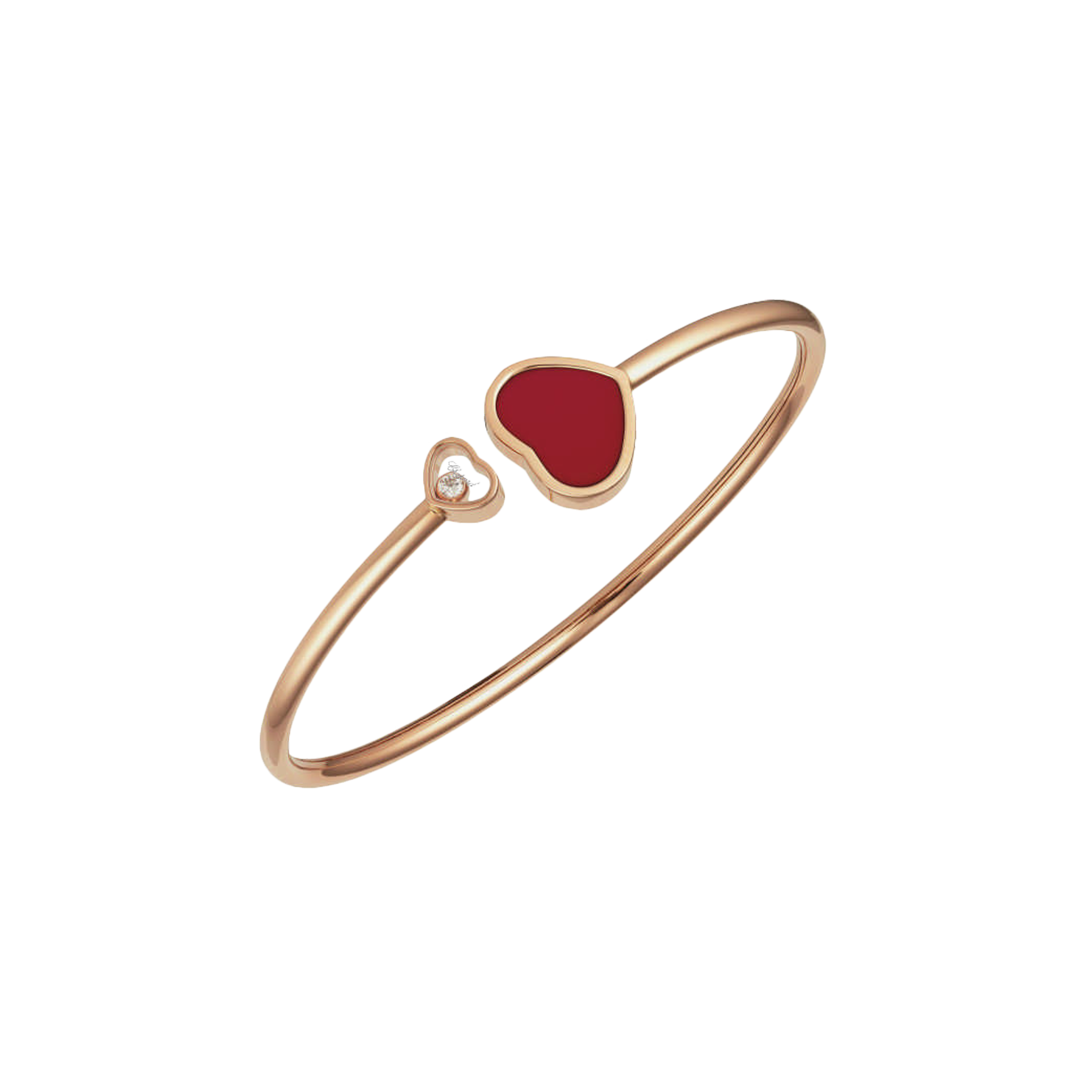 CHOPARD - BRACCIALE HAPPY HEARTS IN ORO ROSA ETICO, DIAMANTE, PIETRA ROSSA - 857482-5702