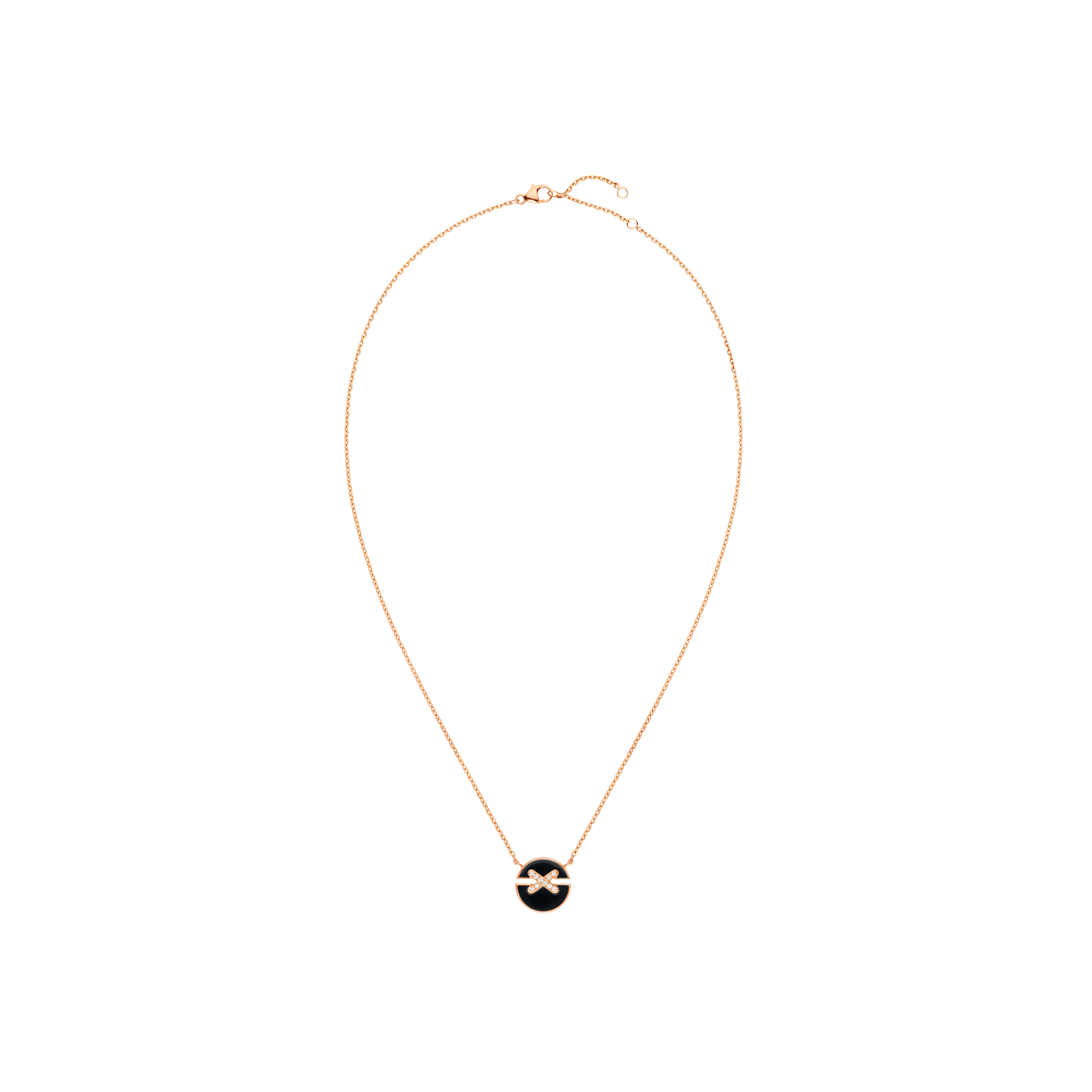 CHAUMET - COLLANA JEUX DE LIENS HARMONY ONYX MODELLO PICCOLO IN ORO ROSA CON DIAMANTI E ONICE - 084426