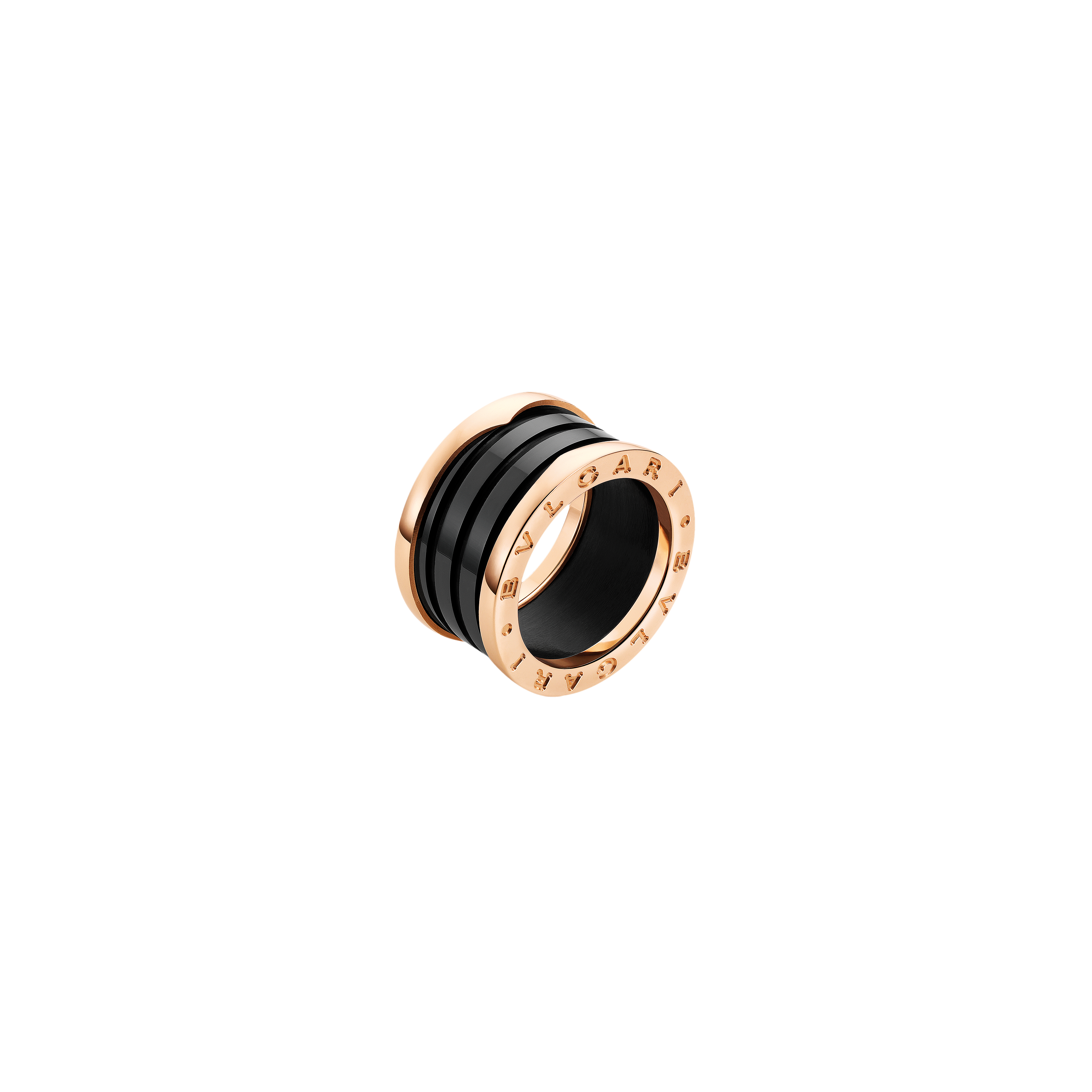 ANELLO B.ZERO1 A QUATTRO FASCE IN ORO ROSA E CERAMICA NERA - AN855563 - AN855563