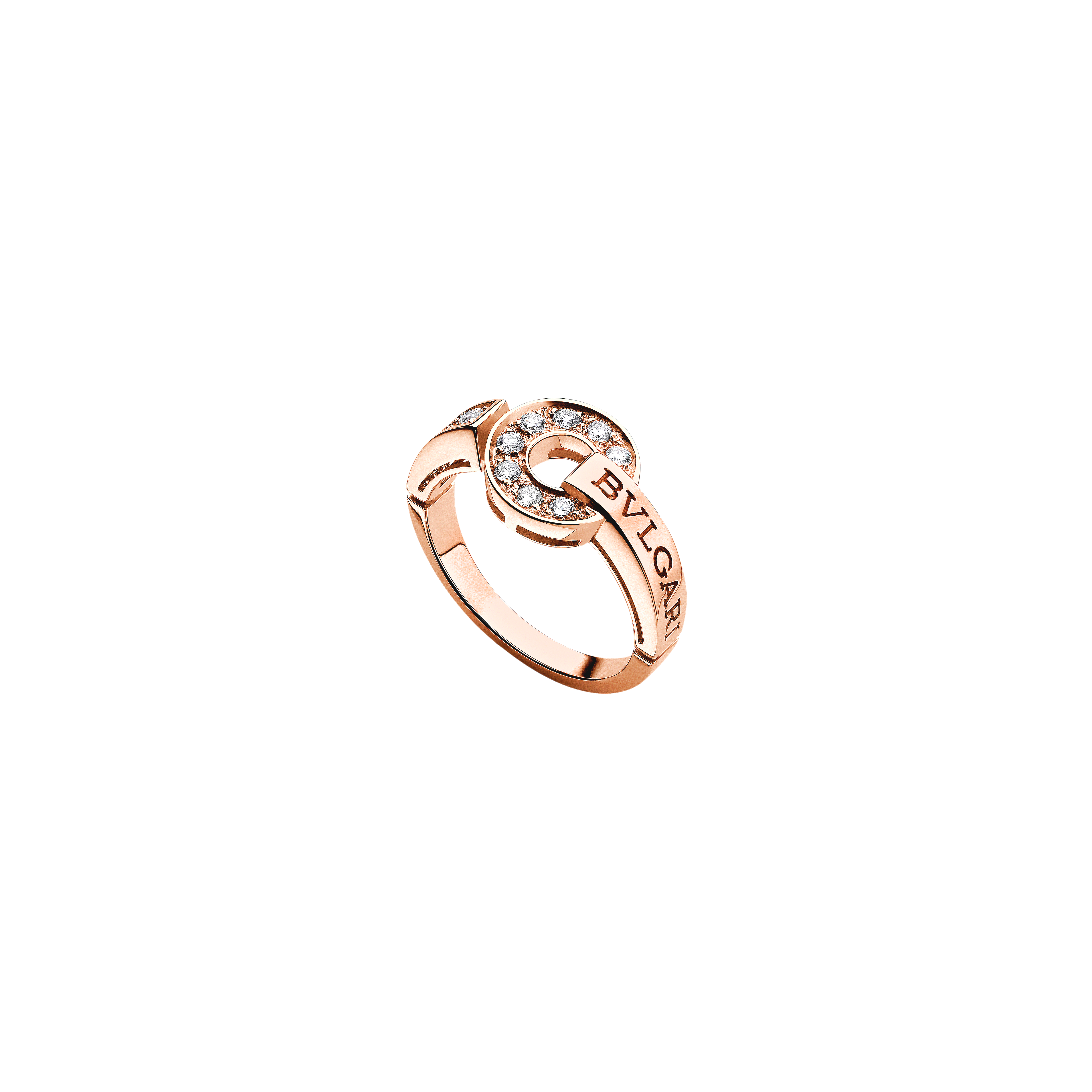 ANELLO BVLGARI BVLGARI IN ORO ROSA CON PAVÈ DI DIAMANTI - AN855854 - AN855854