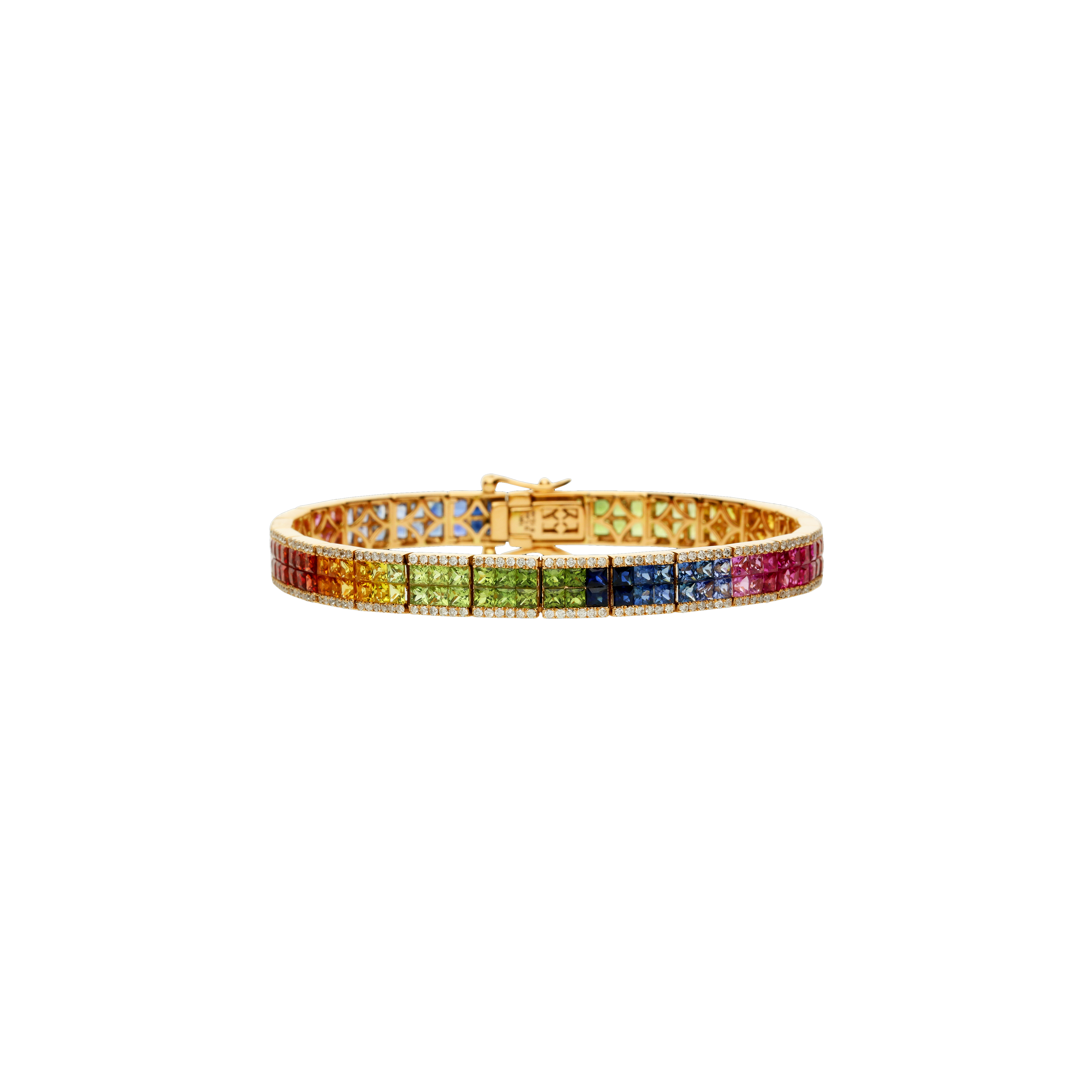 BRACCIALE RAINBOW IN ORO ROSA CON DIAMANTI E ZAFFIRI MULTICOLOR - KB1011/MS