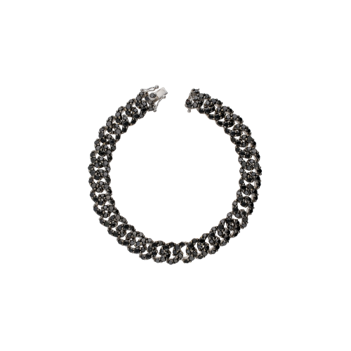 BRACCIALE GROUMETTE IN ORO BIANCO FULL PAVÉ DI DIAMANTI NERI - VB28000DK19W