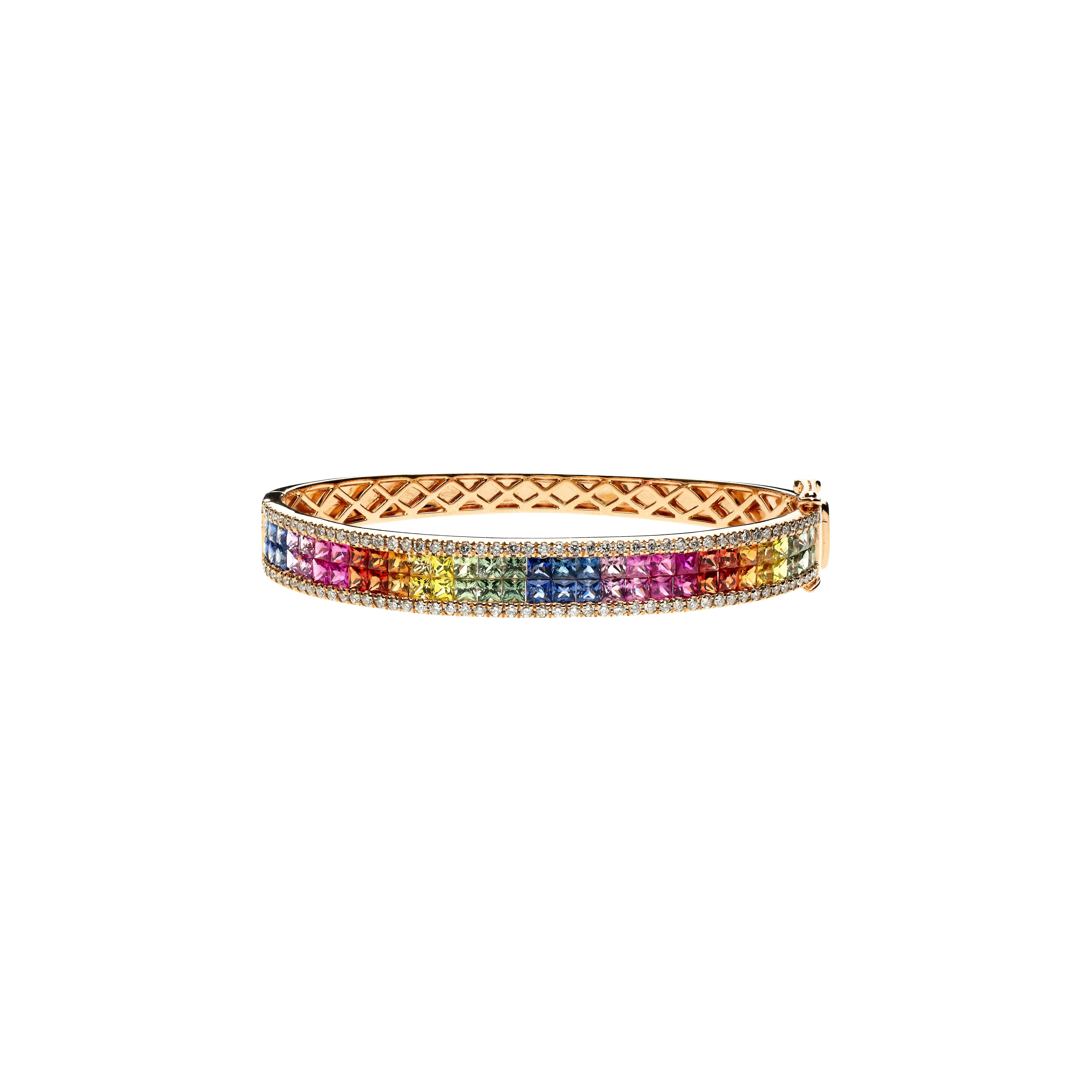 BRACCIALE RAINBOW IN ORO ROSA CON ZAFFIRI MULTICOLOR E DIAMANTI - KB1045/MS