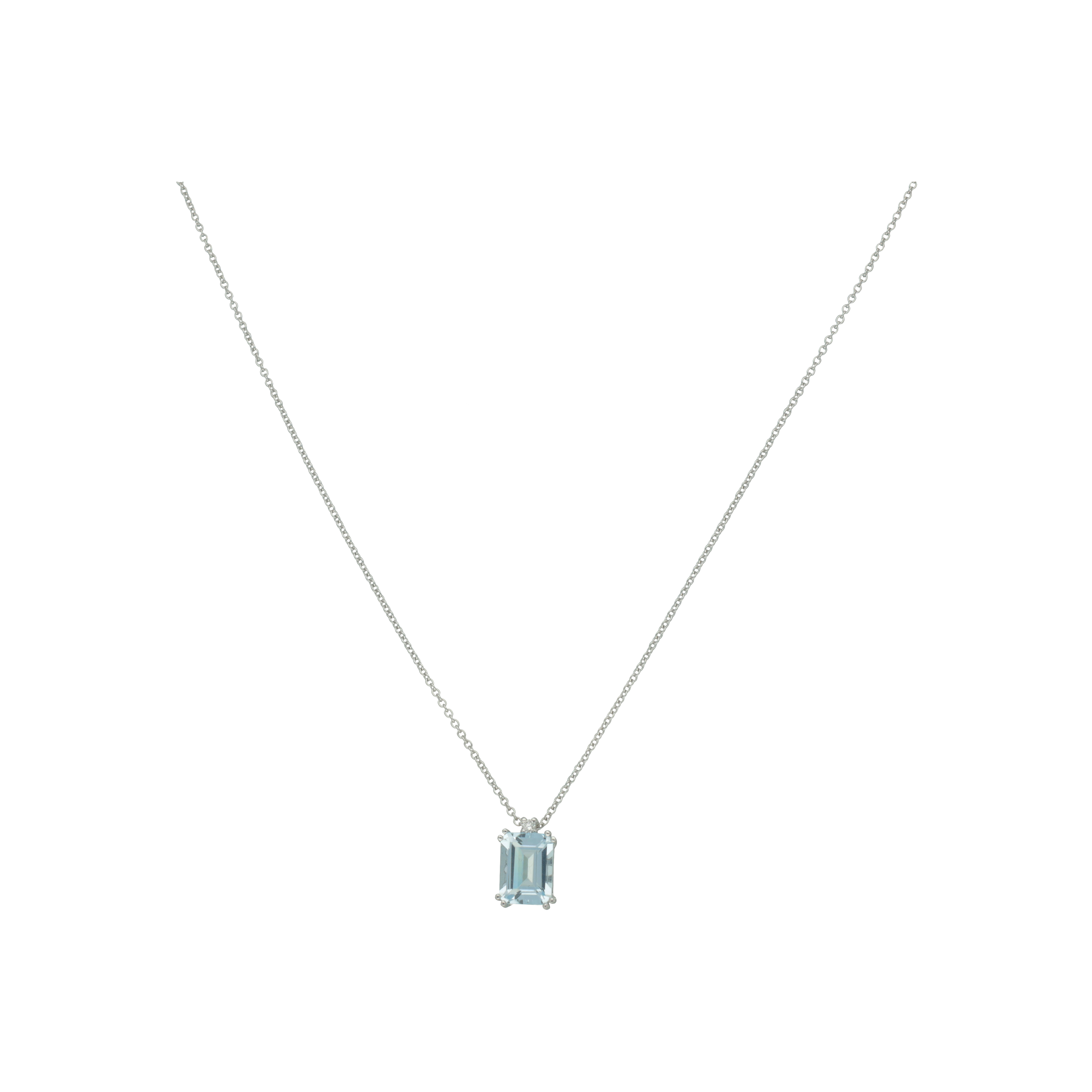 COLLANA IN ORO BIANCO CON ACQUAMARINA E DIAMANTE - 0005616223