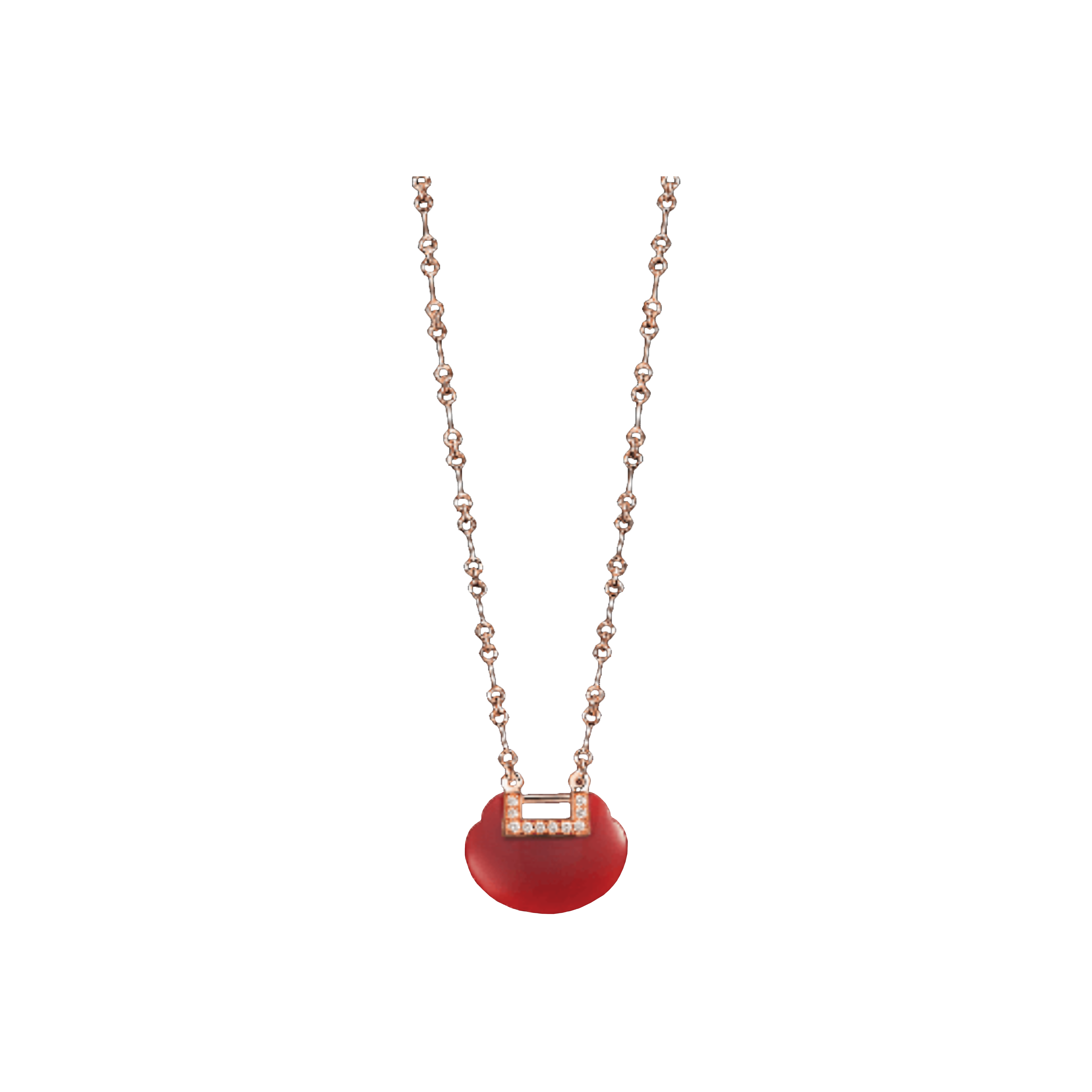 COLLANA YU YI IN  ORO ROSA CON DIAMANTI E AGATA - MODELLO MEDIO - AA-020-NL-RGDRA - YY-020-NL-RGDRA