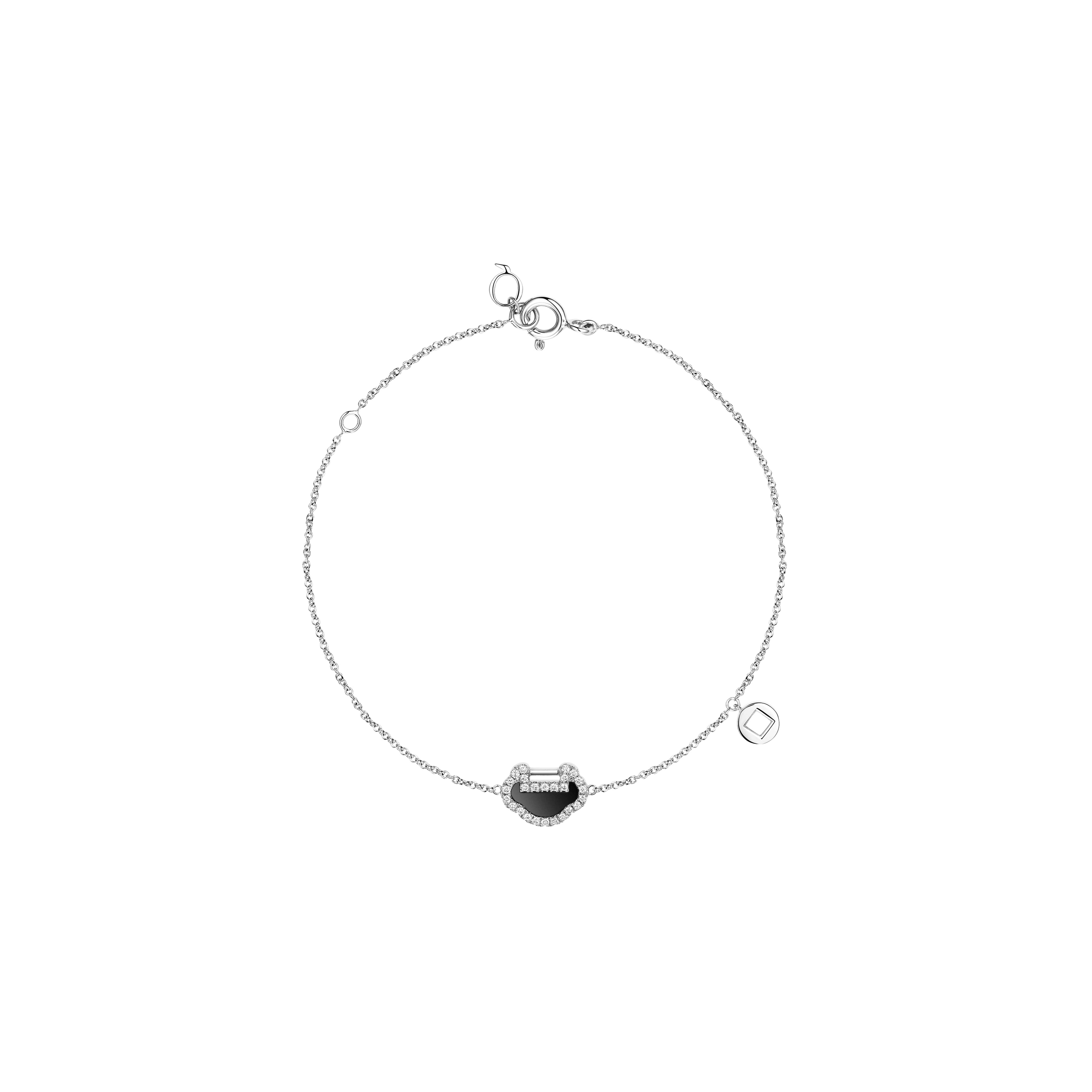 BRACCIALE PETITE YU YI IN ORO BIANCO CON DIAMANTI E ONICE - YY-BR0002D-WGDON - YY-BR0002D-WGDON