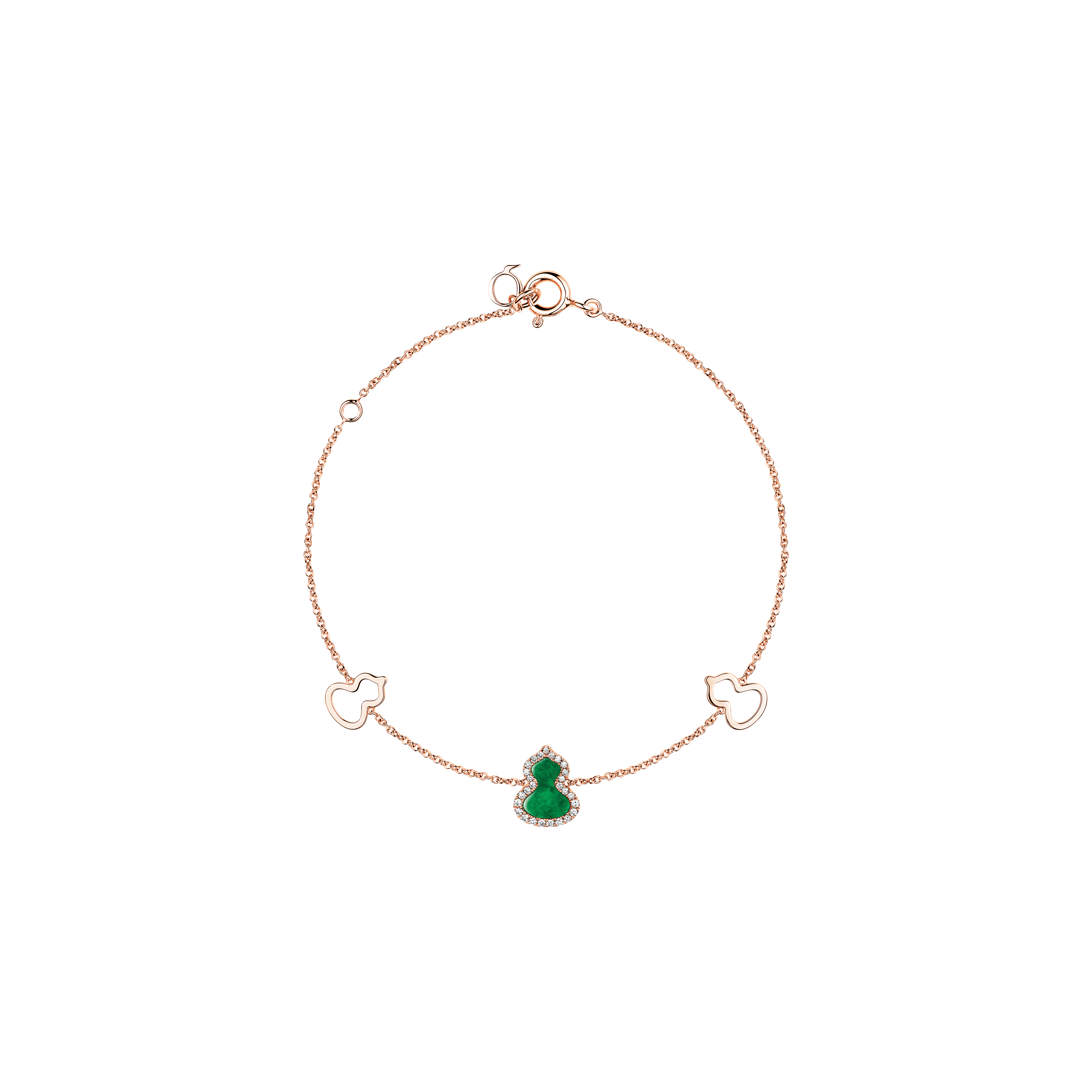 BRACCIALE PETITE WULU IN ORO ROSA CON DIAMANTI E GIADA - WU-BR0001C-RGDGJE - WUBPT1BRGJE