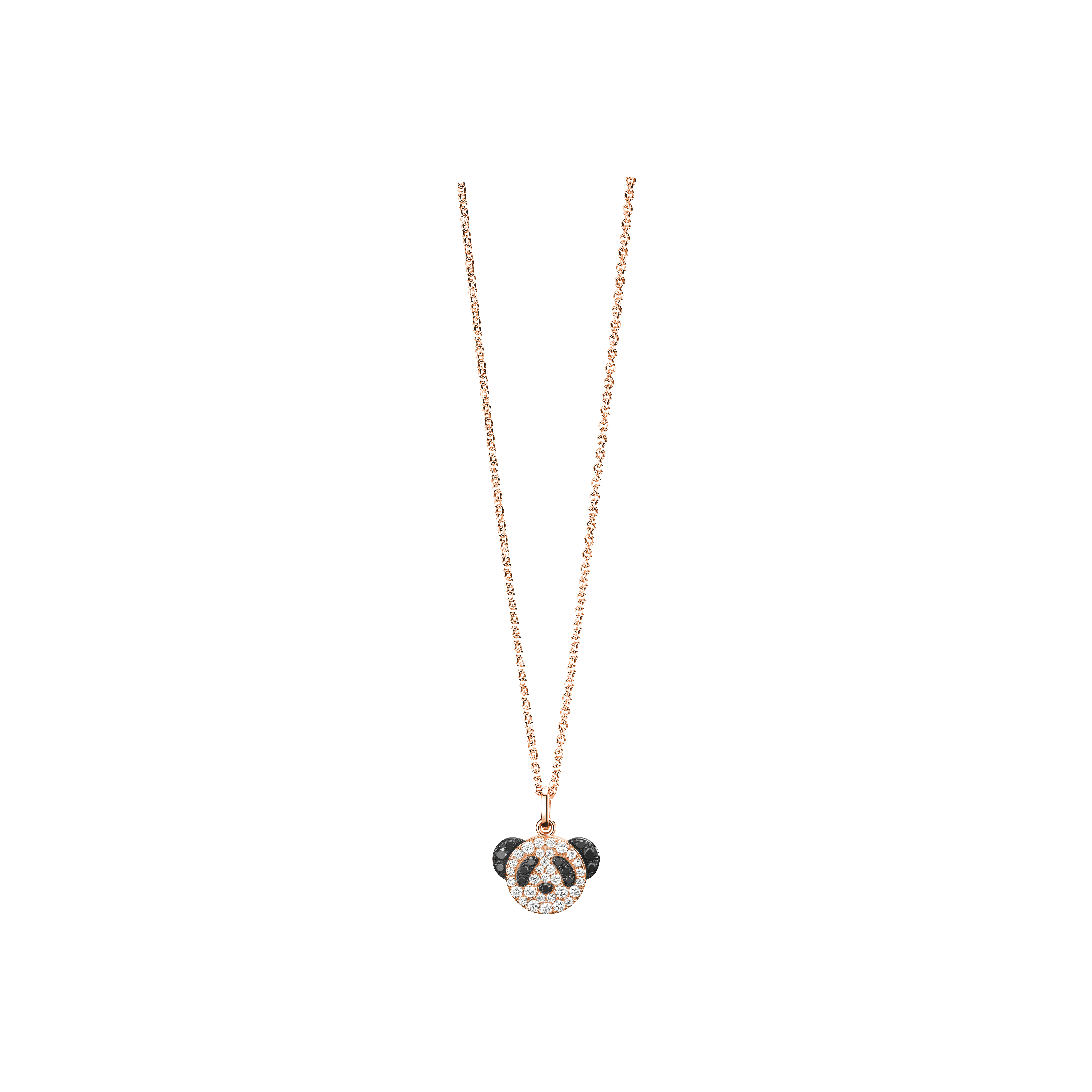 COLLANA PETITE BO BO IN ORO ROSA CON DIAMANTI BIANCHI E DIAMANTI NERI - BBF-NL0011A-RGDBD - BBF-NL0011A-RGDBD