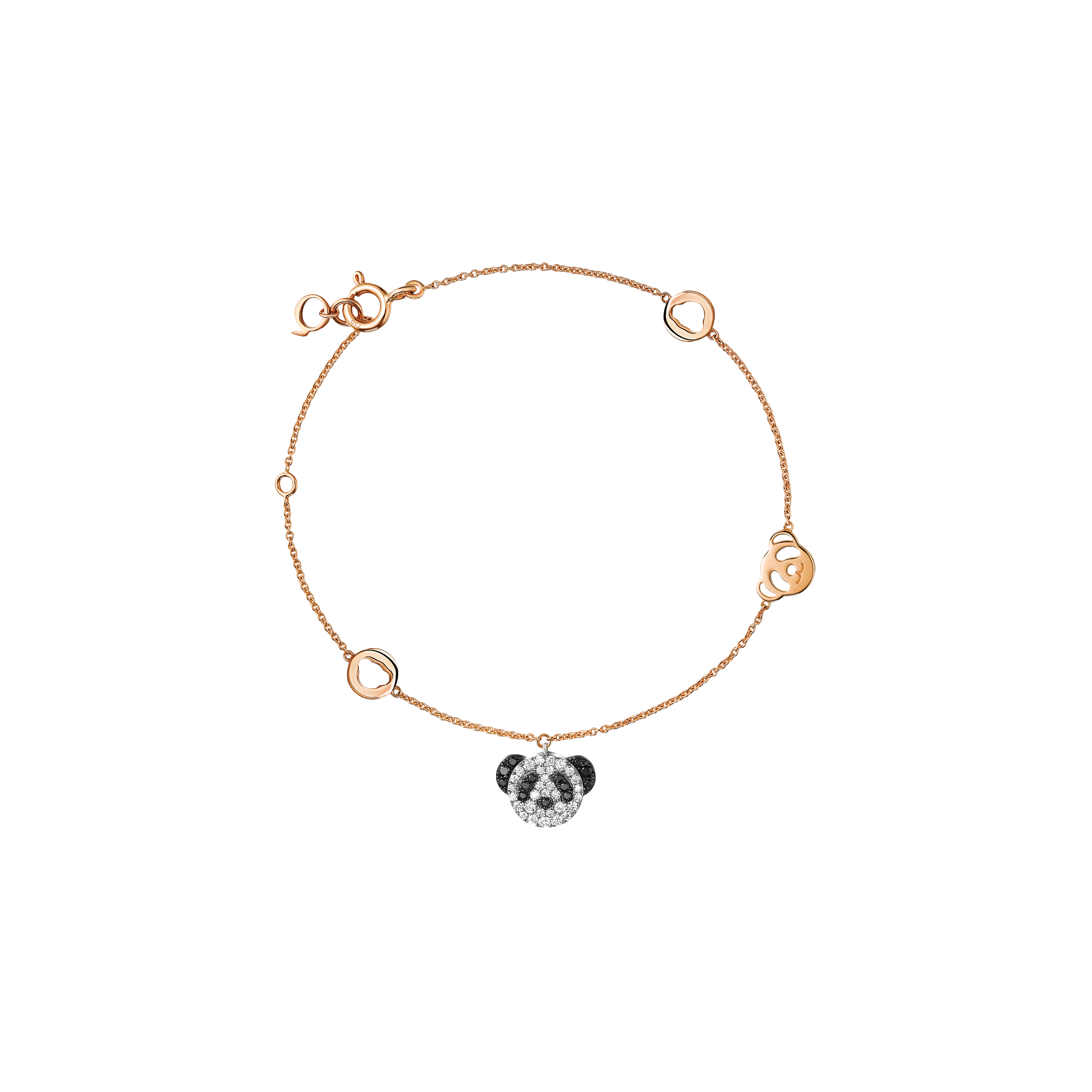 BRACCIALE PETITE BO BO IN ORO ROSA CON DIAMANTI BIANCHI E NERI - BBF-BR0004A-RGDBD - BBF-BR0004A-RGDBD