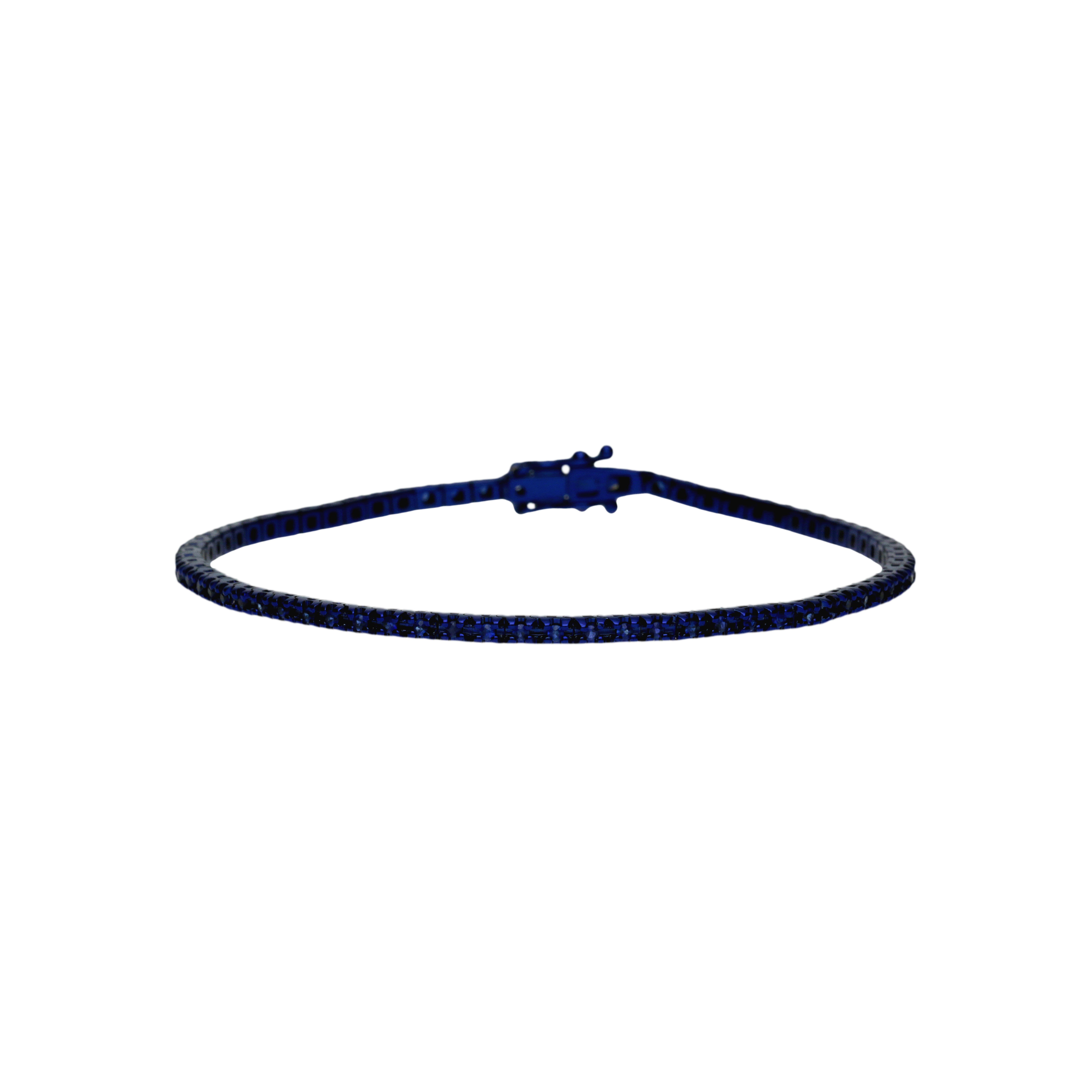 Bracciale tennis in oro nero rodiato blu  ezaffiri blu taglio brillante - cm 19