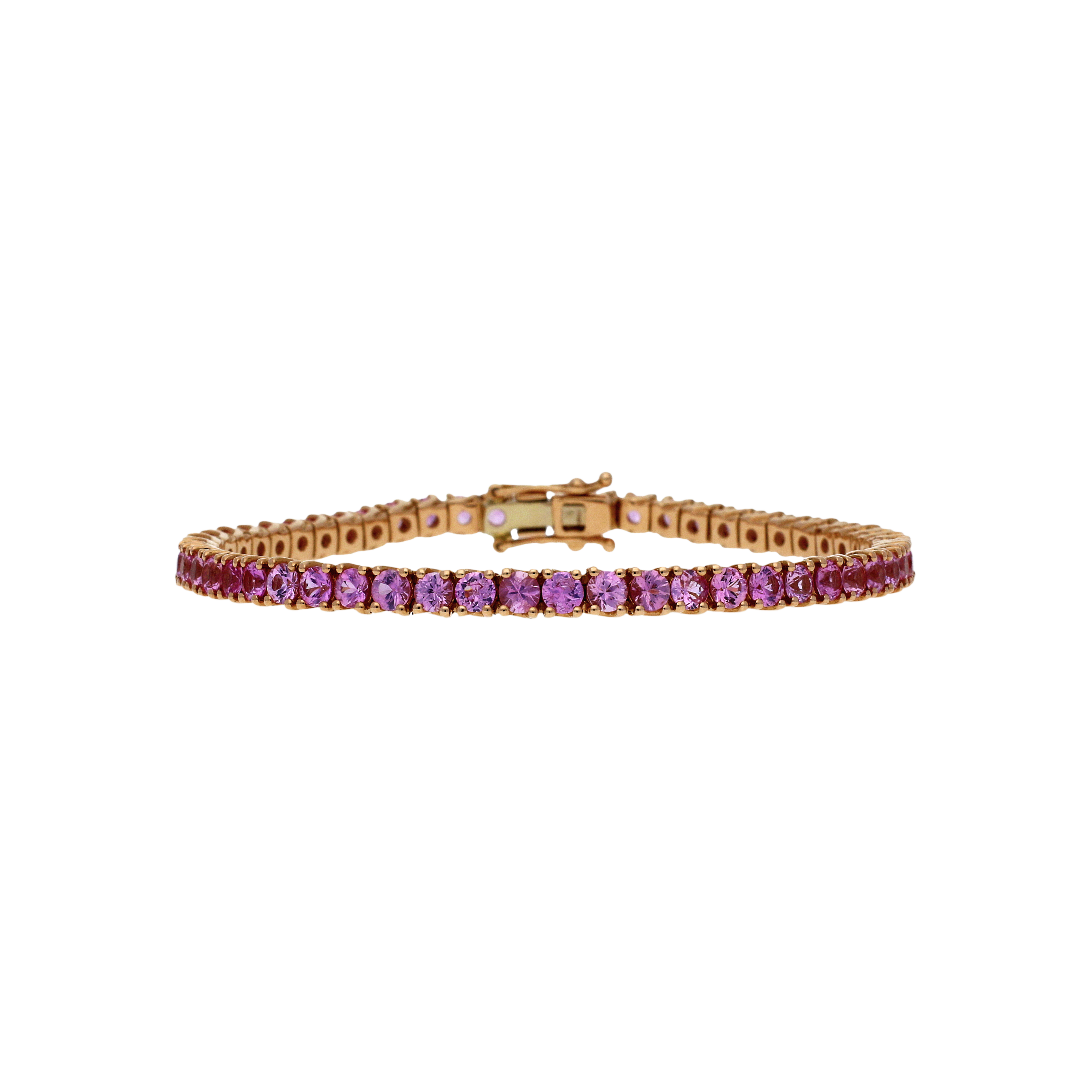 Bracciale tennis in oro rosa 18 carati e zaffiri rosa taglio brillante - Lunghezza 17,5 cm. - BR10LPM/ZFR