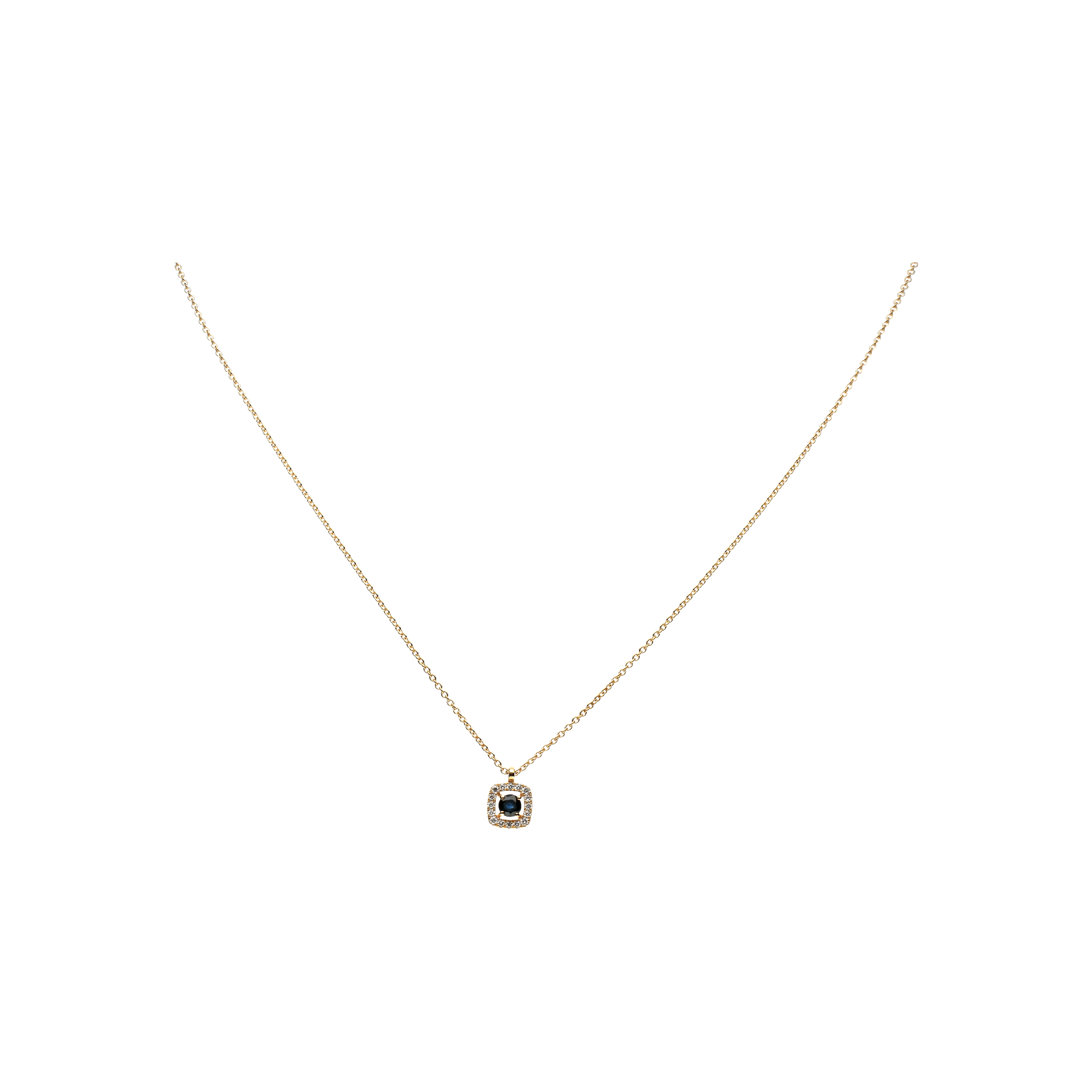 COLLANA GIROCOLLO IN ORO ROSA CON PENDENTE IN ZAFFIRO BLU E DIAMANTI - 32861263