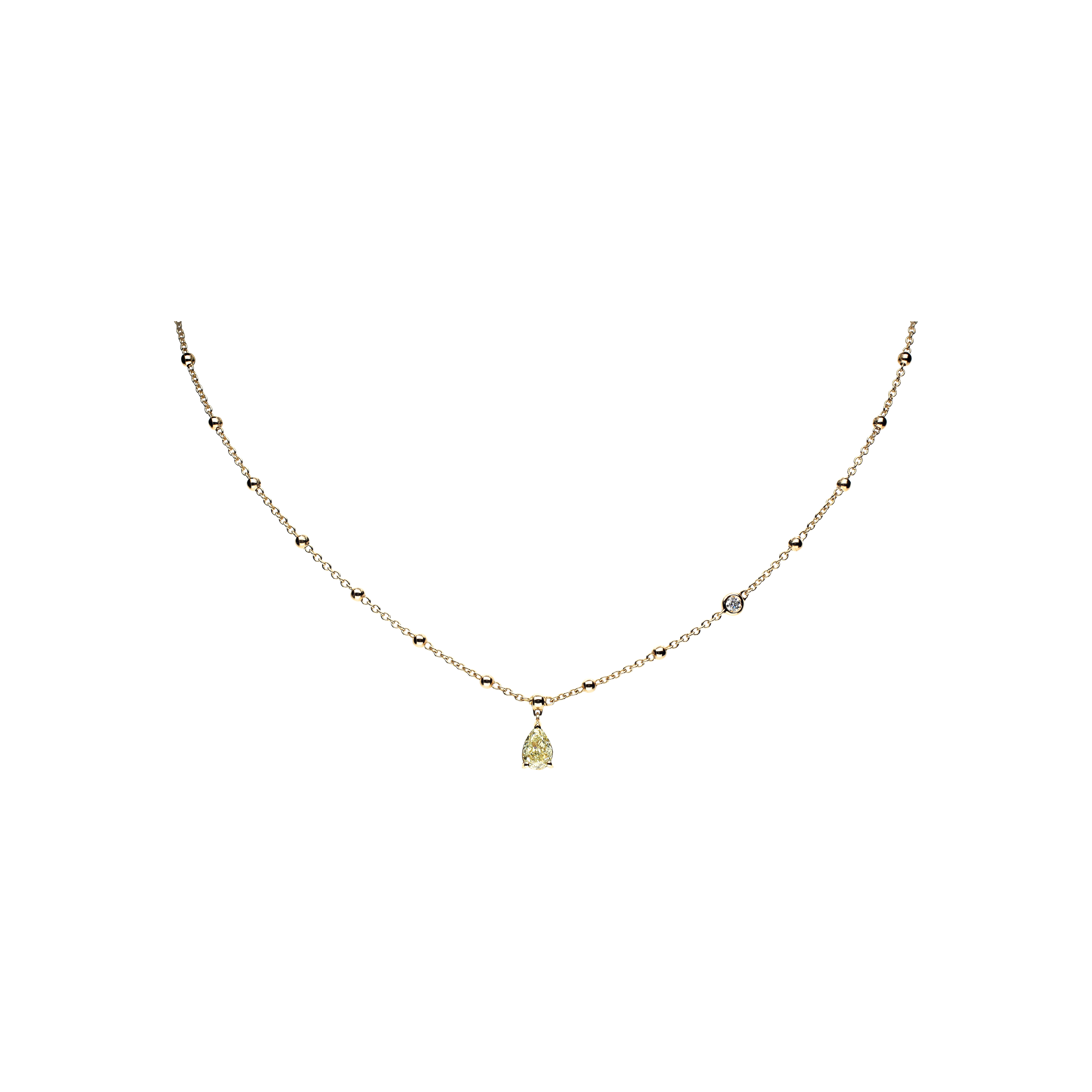 COLLANA GIROCOLLO IN ORO ROSA CON DIAMANTE FANCY YELLOW E DIAMANTE BIANCO - 71108234