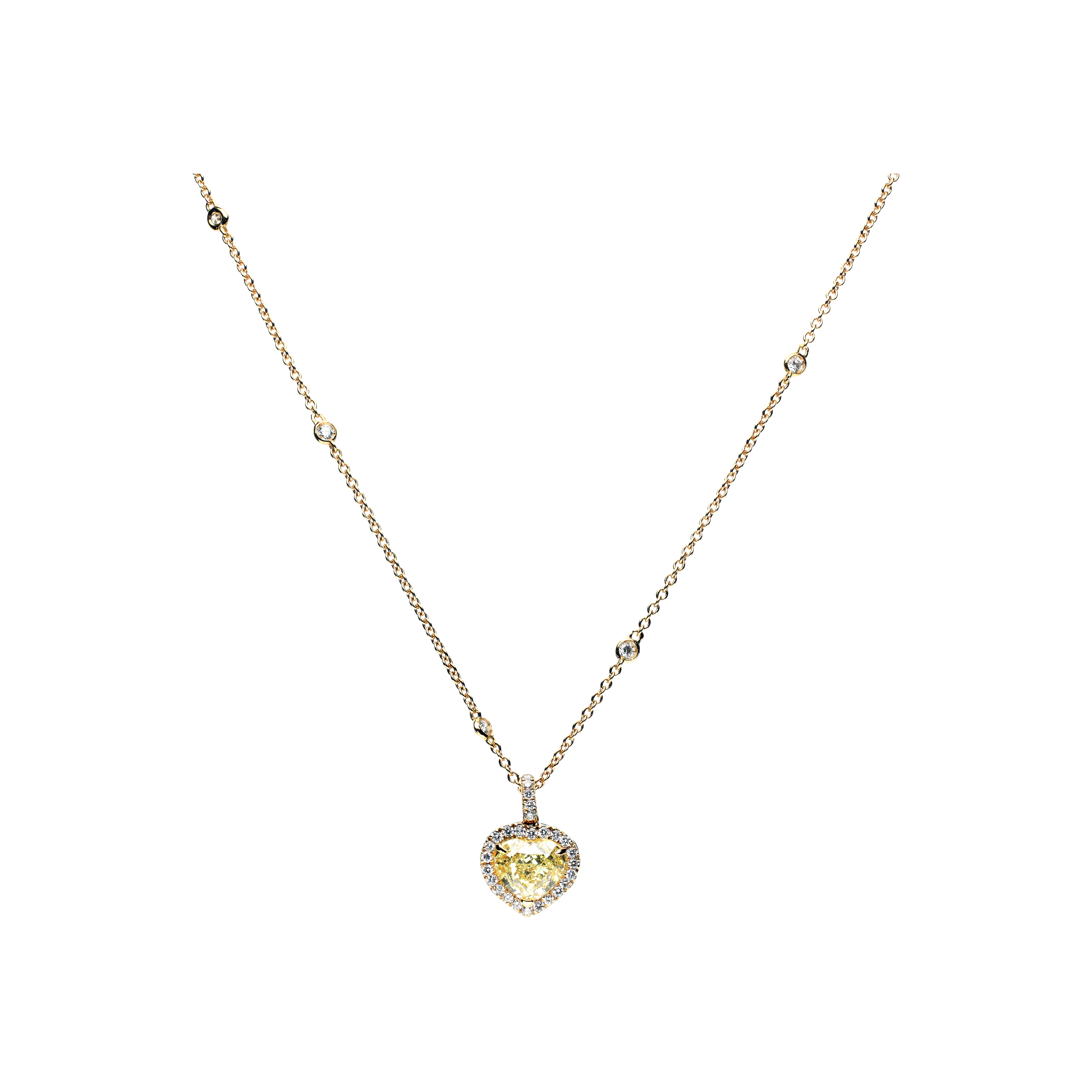 COLLANA GIROCOLLO IN ORO ROSA CON CUORE IN DIAMANTE FANCY YELLOW E DIAMANTI BIANCHI - 97585308