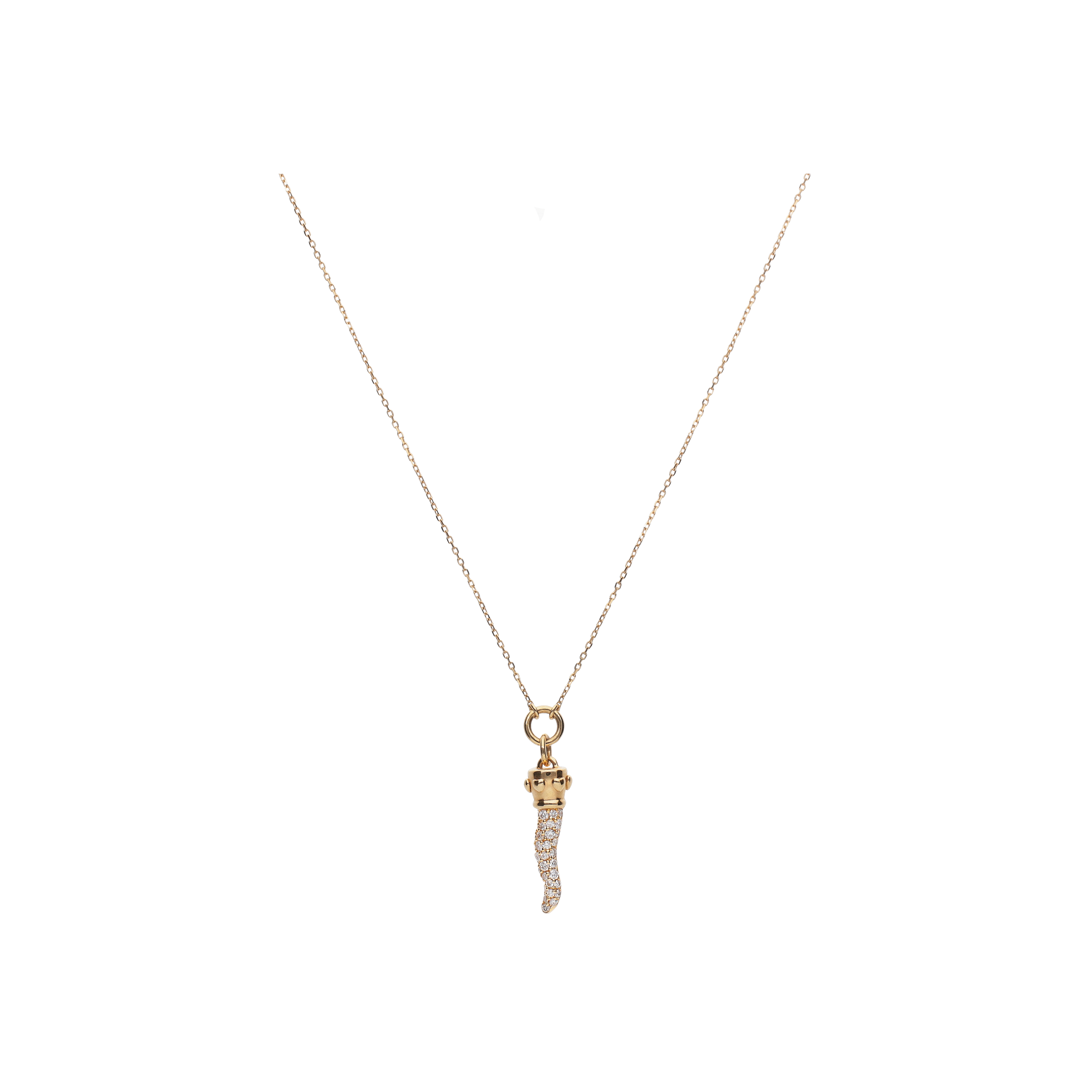 COLLANA IN ORO ROSA CON PENDENTE CORNETTO IN PAVÉ DI DIAMANTI - VN27393DP