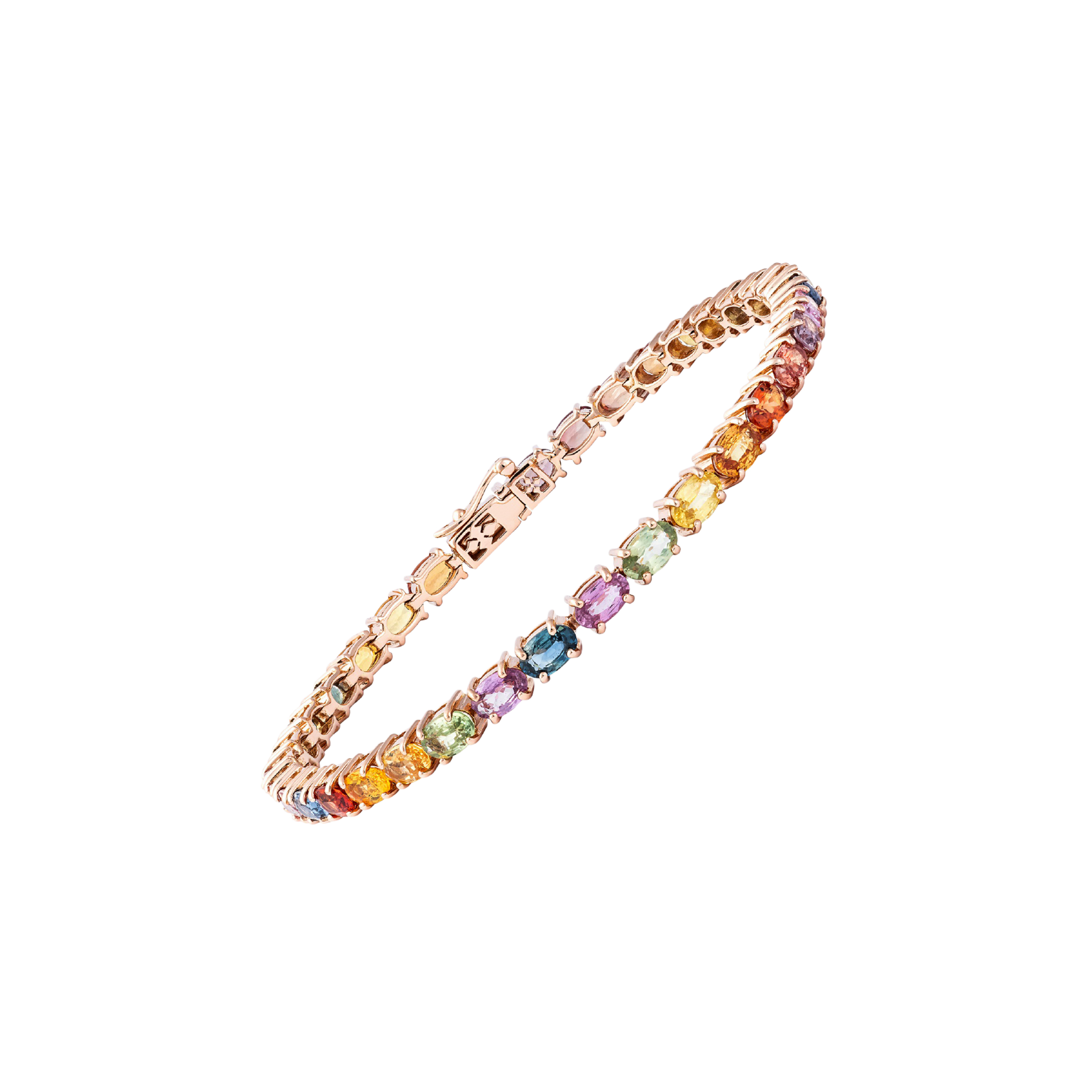 BRACCIALE TENNIS IN ORO ROSA CON ZAFFIRI MULTICOLOR - AB1660