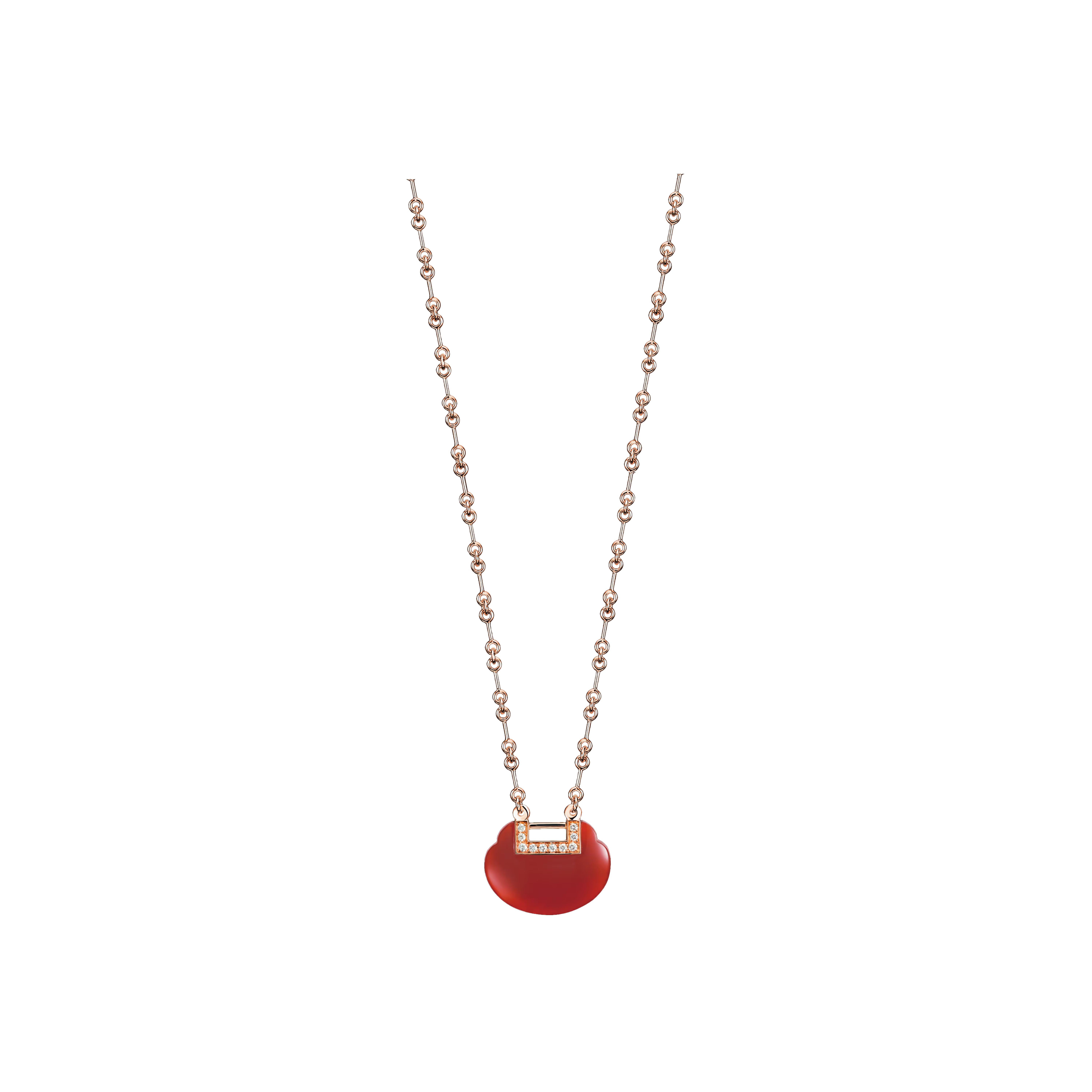 COLLANA YU YI IN ORO ROSA  CON DIAMANTI E AGATA ROSSA - YY-030-NL-RGDRA - YYN30AQRGRA