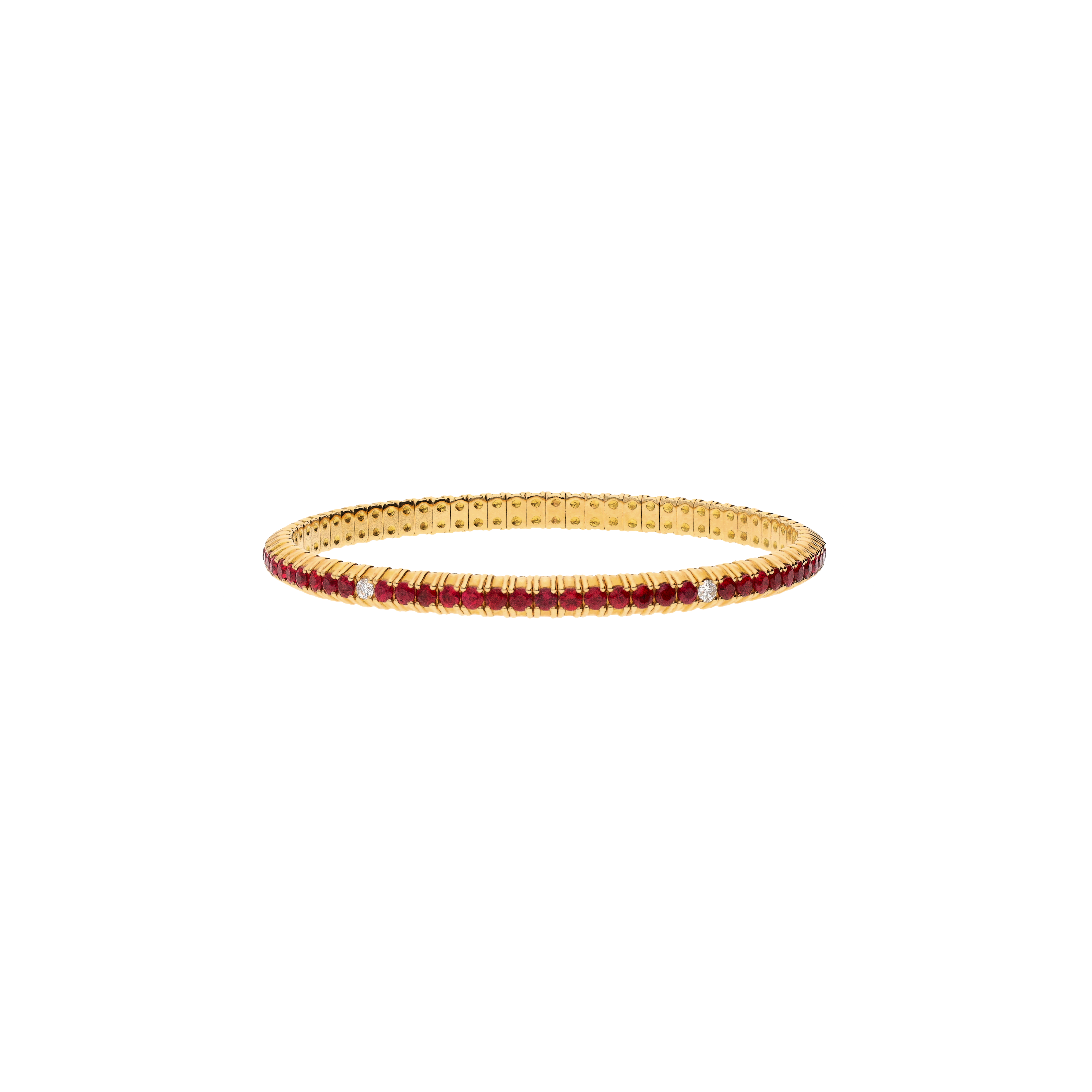 BRACCIALE TENNIS ELASTICO IN ORO ROSA CON RUBINI E DIAMANTI - 64334