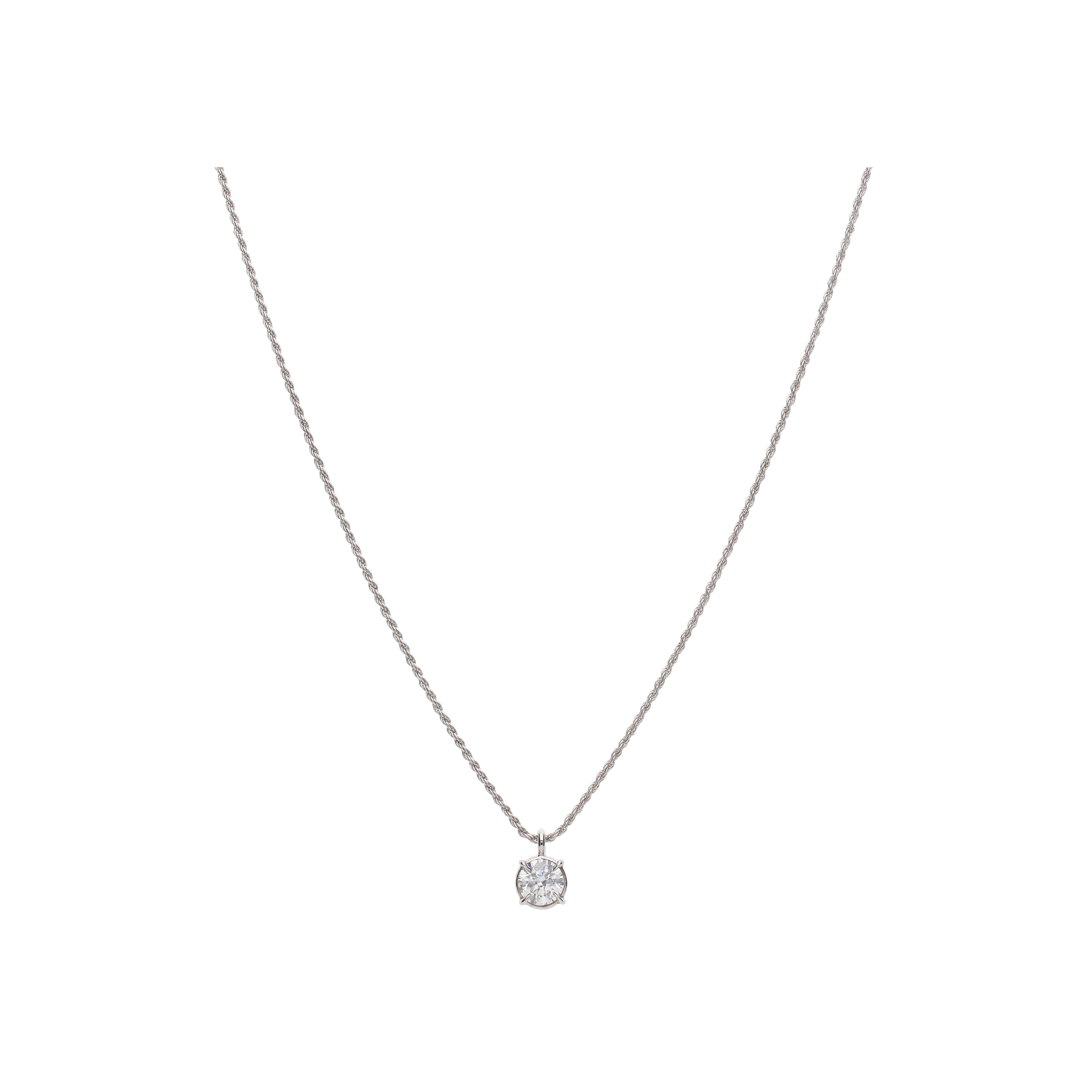 COLLANA PUNTO LUCE IN ORO BIANCO CON DIAMANTE SOLITARIO CERTIFICATO GIA - BAC006