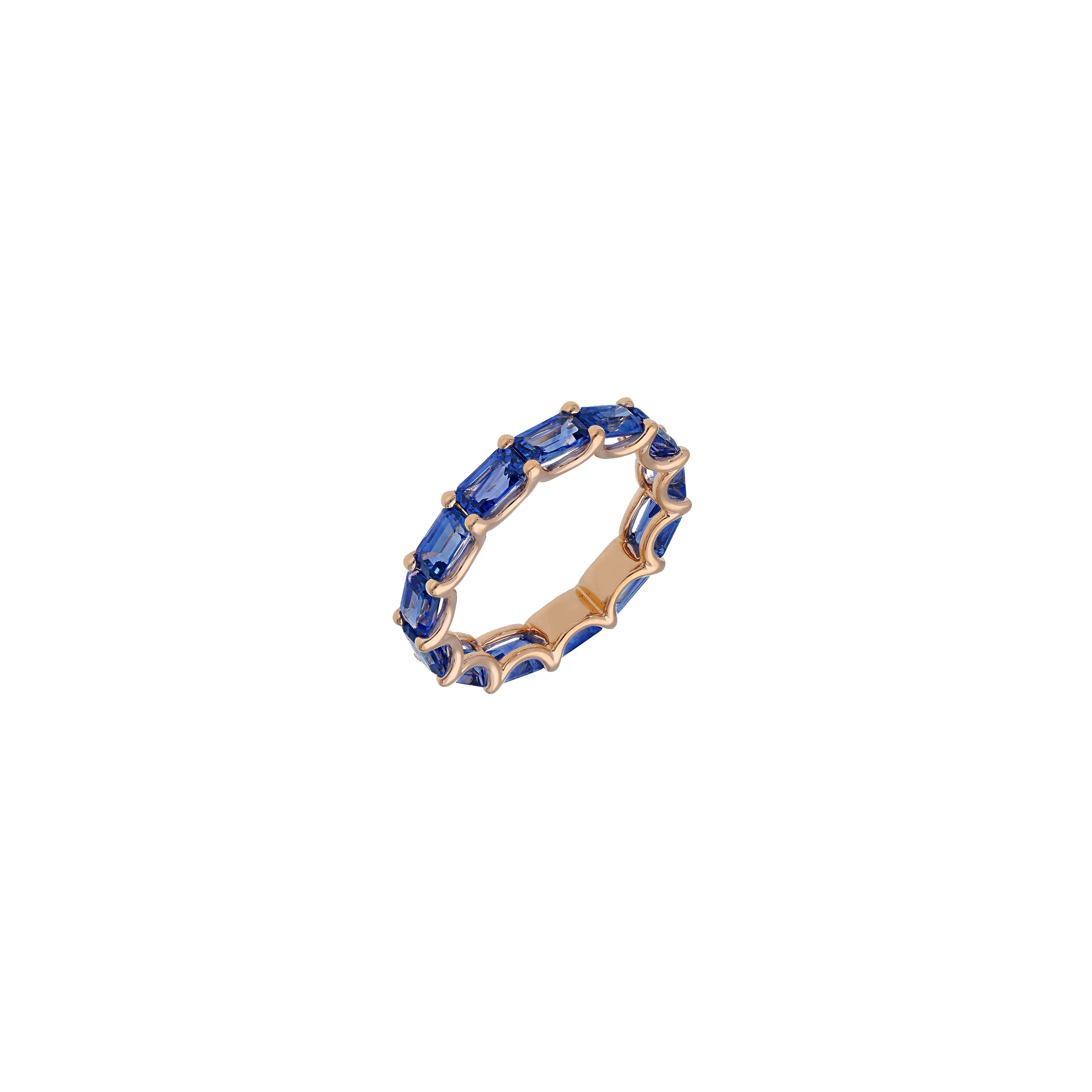 ANELLO VERETTA IN ORO ROSA E ZAFFIRI BLU - 3R00248SBP