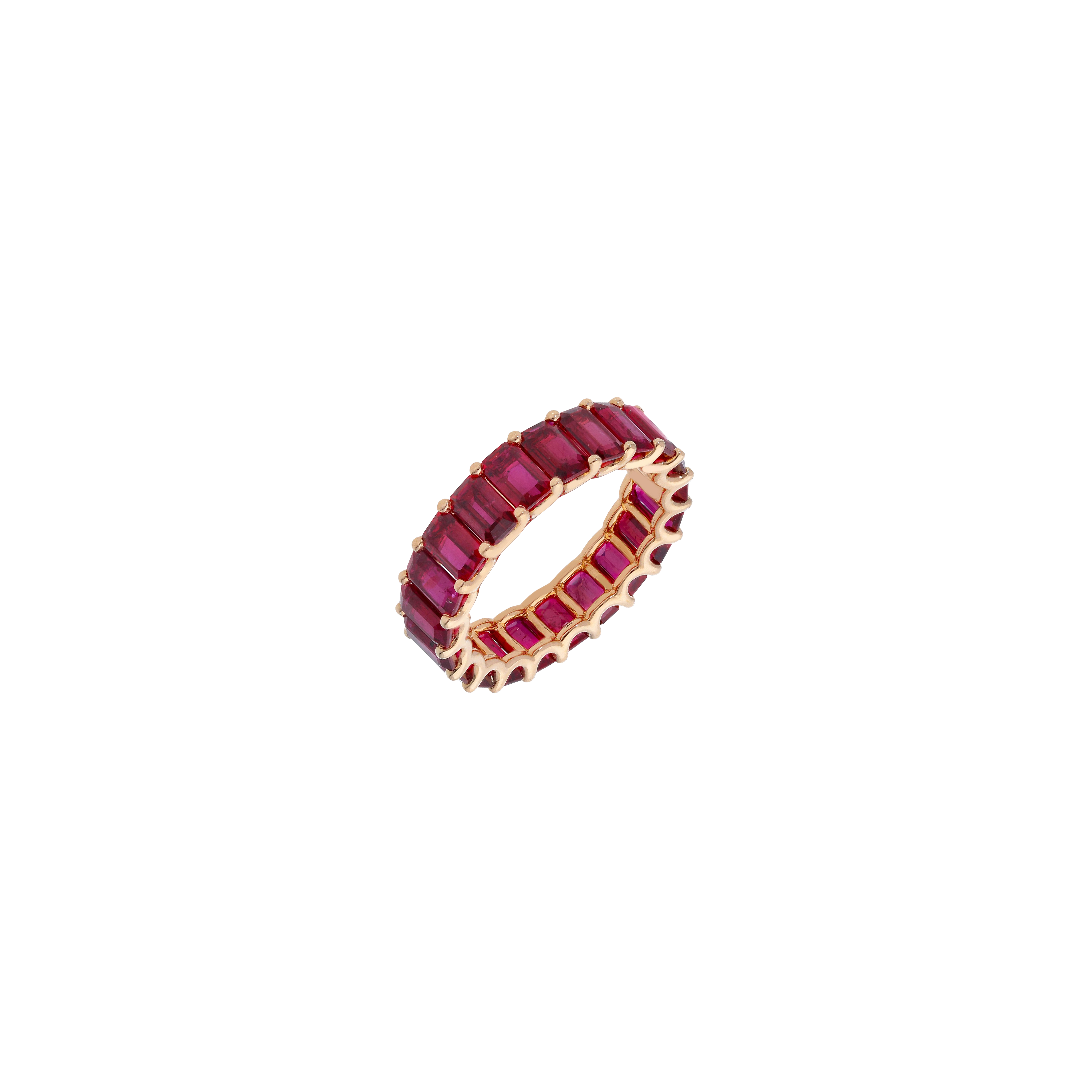 ANELLO VERETTA IN ORO ROSA CON RUBINI - 3R00218