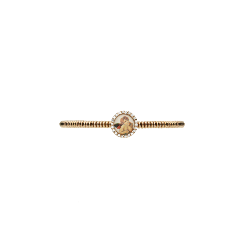 Bracciale elastico in argento placcato rosÈ con zirconi bianchi - BRA2419-2