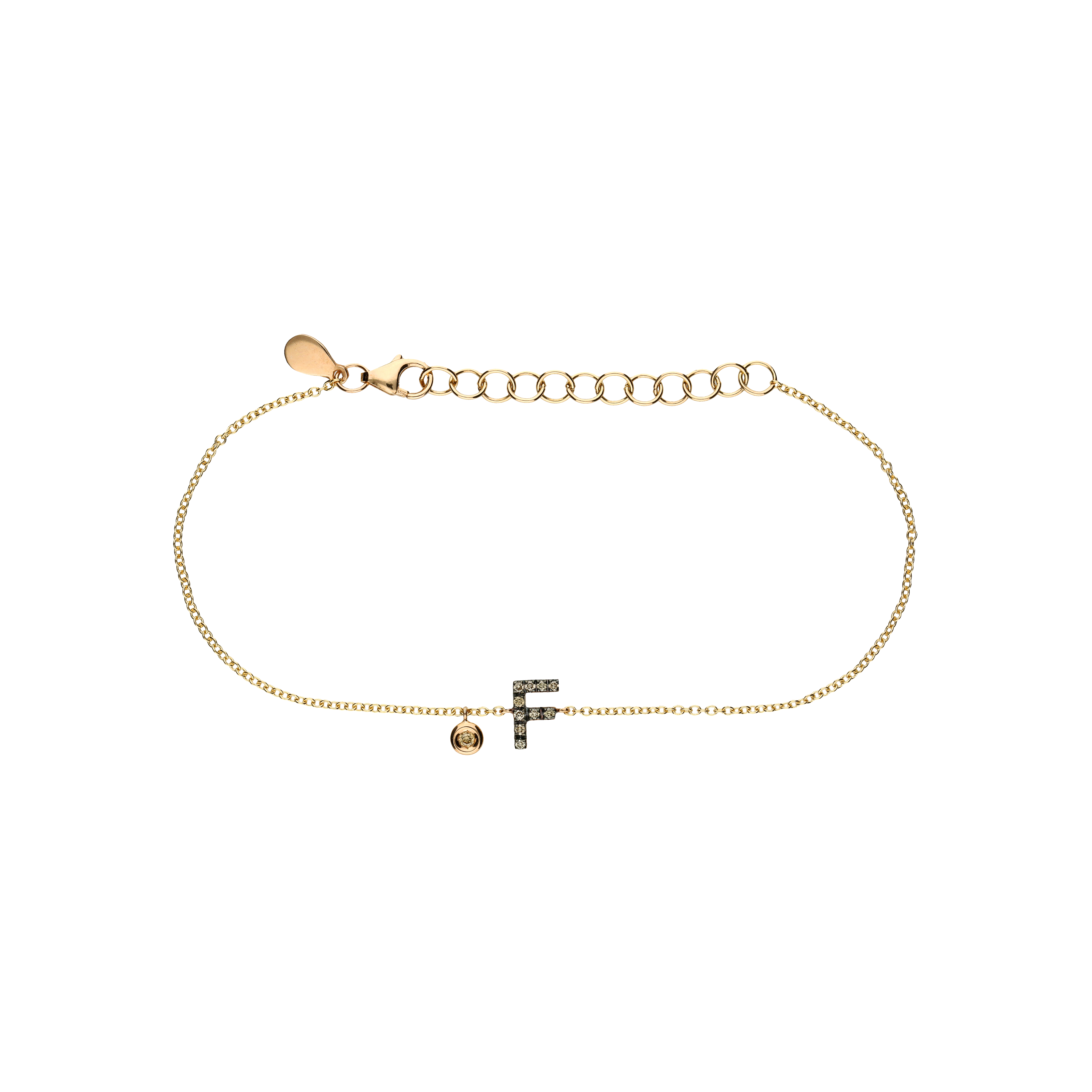 Bracciale Lettera in oro rosa e diamanti brown e diamante bianco - FB1780-FR002N