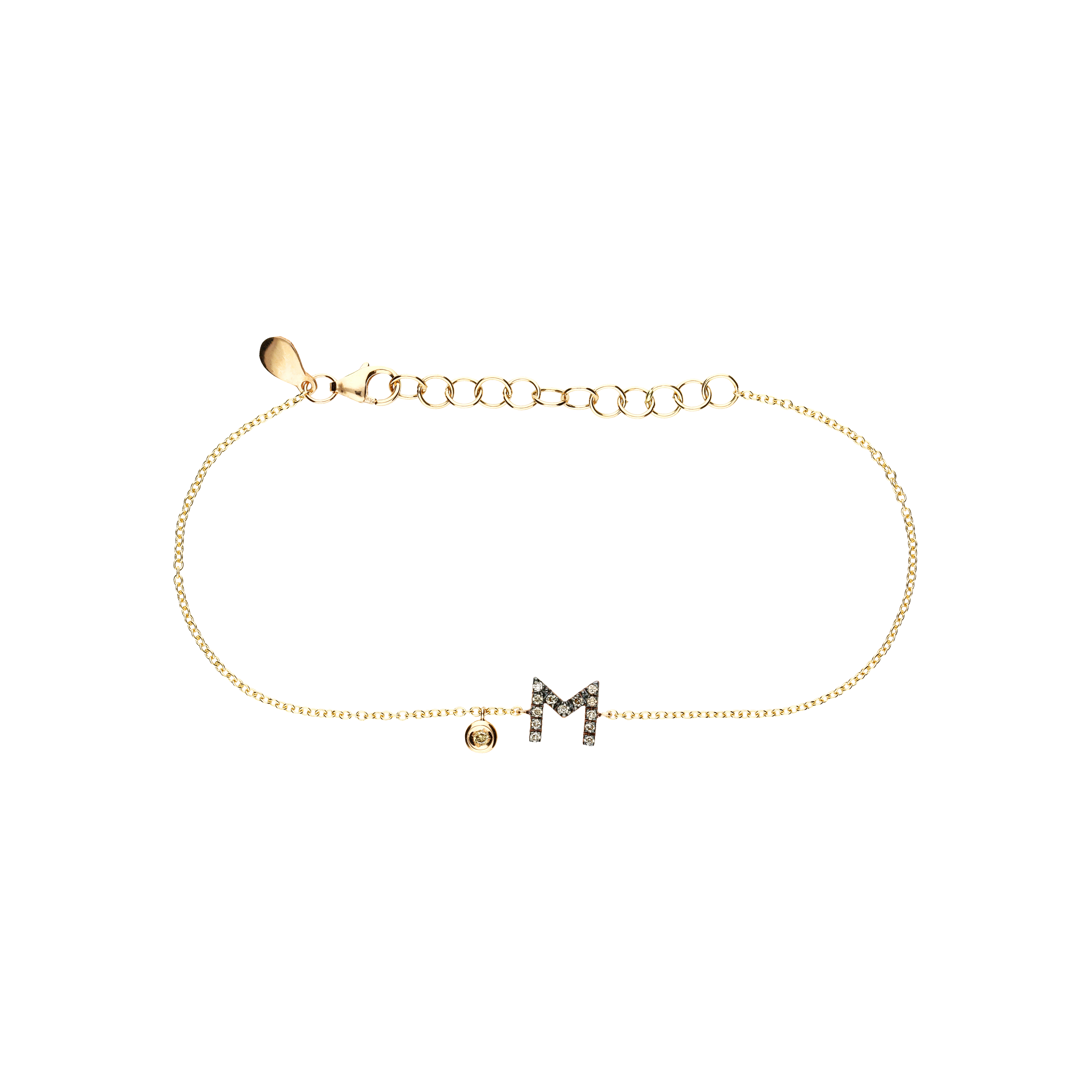 Bracciale Lettera in oro rosa e diamanti brown , ciondolo con diamante bianco - FB1780-MR002N