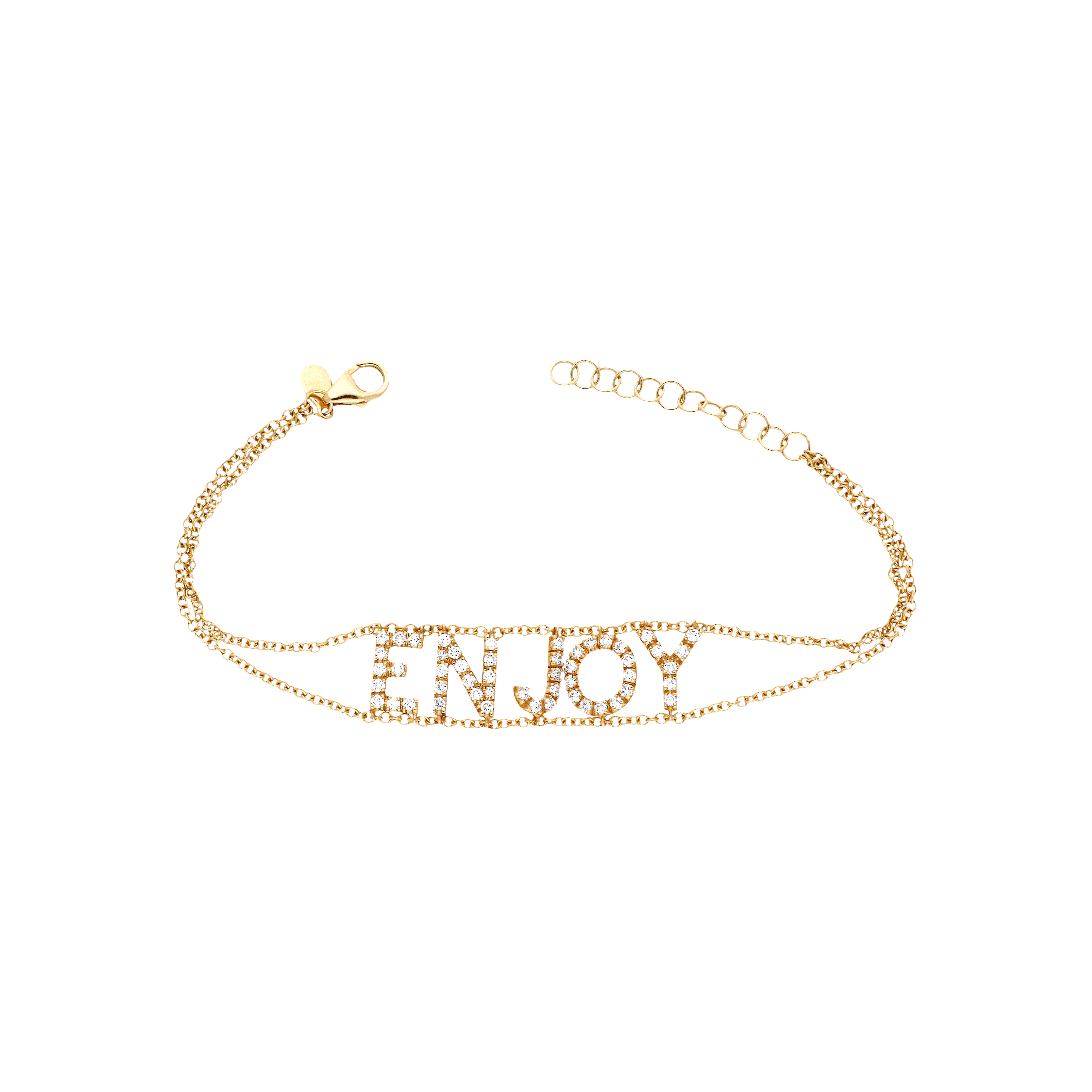 ENJOY - BRACCIALE IN ORO ROSA CON SCRITTA IN PAVÈ DI DIAMANTI - FB2424-5R001-R