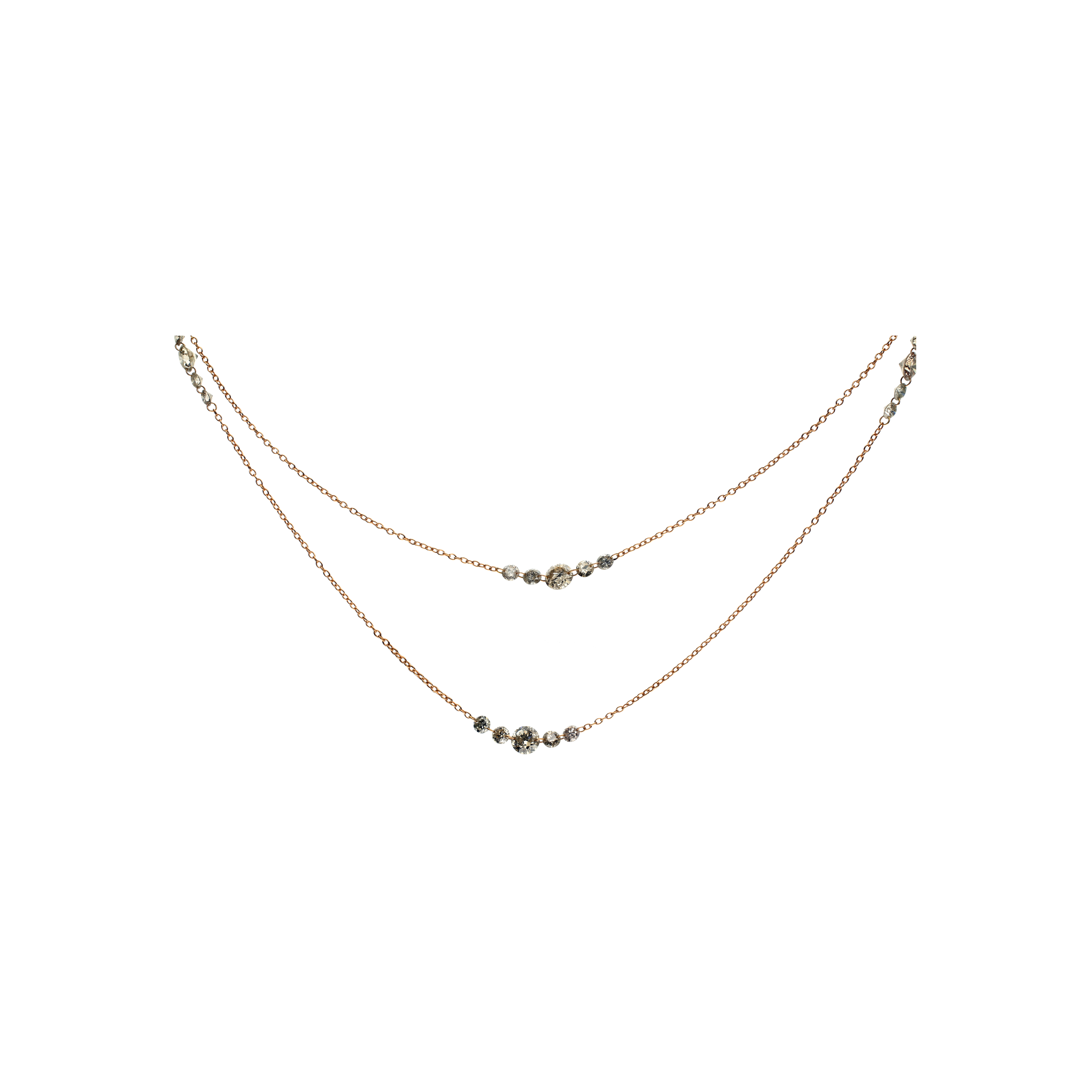 COLLANA DOPPIO GIRO IN ORO ROSA CON DIAMANTI BROWN - C065/6-DB