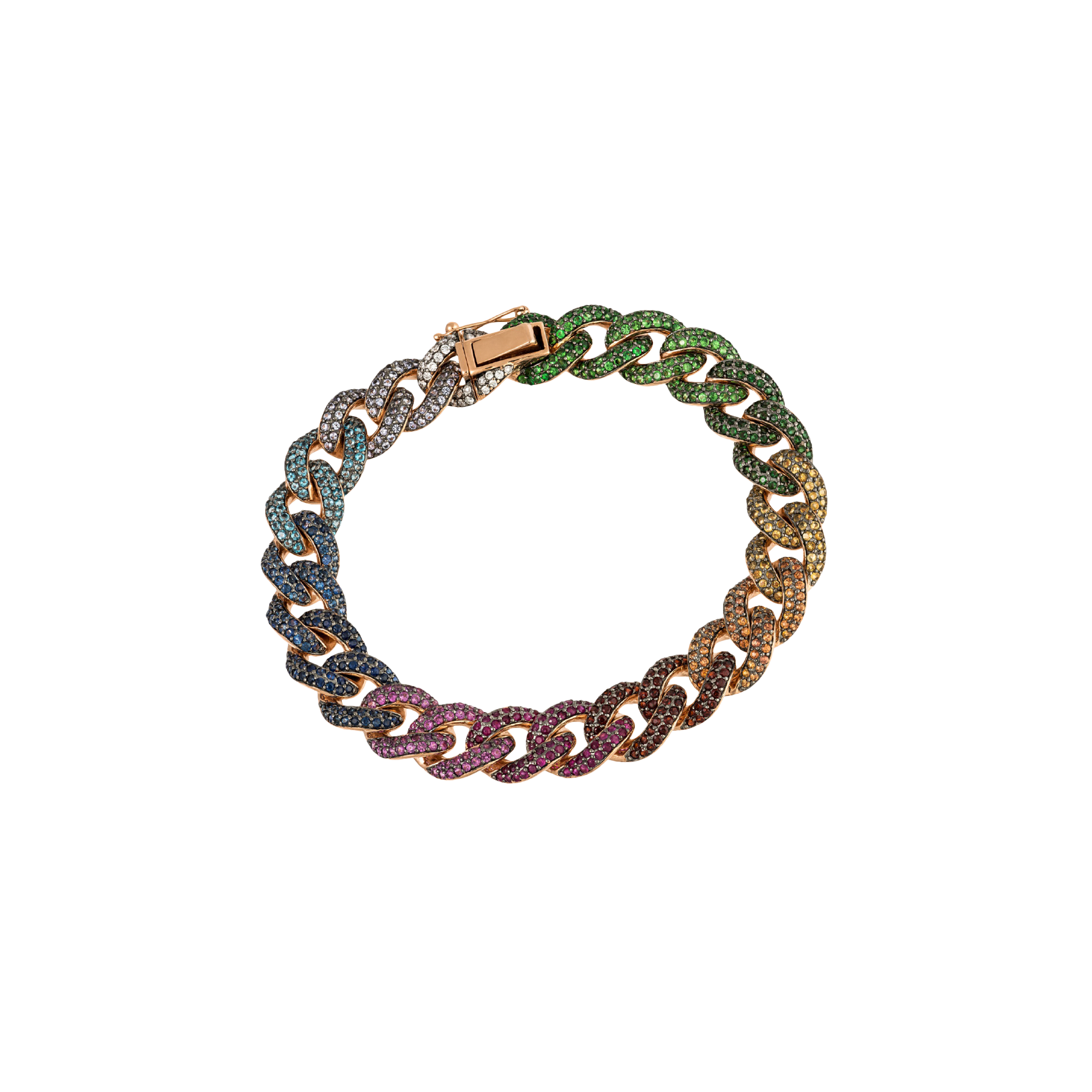 BRACCIALE GROUMETTE RAINBOW IN ORO ROSA E ZAFFIRI MULTICOLOR - AB2165/MCS