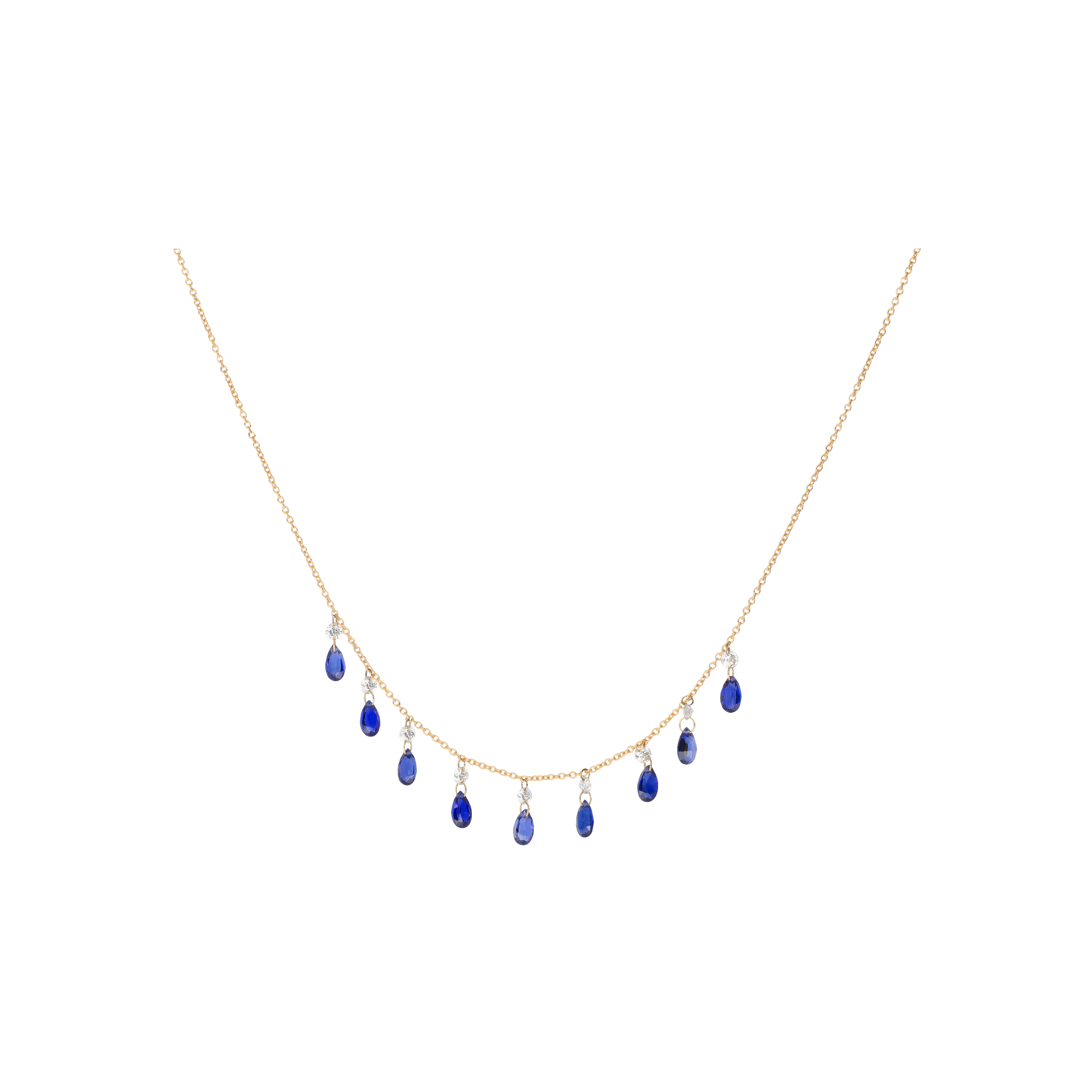 COLLANA IN ORO ROSA CON PENDENTI DIAMANTI E ZAFFIRI BLU - C069/28/4-ZB