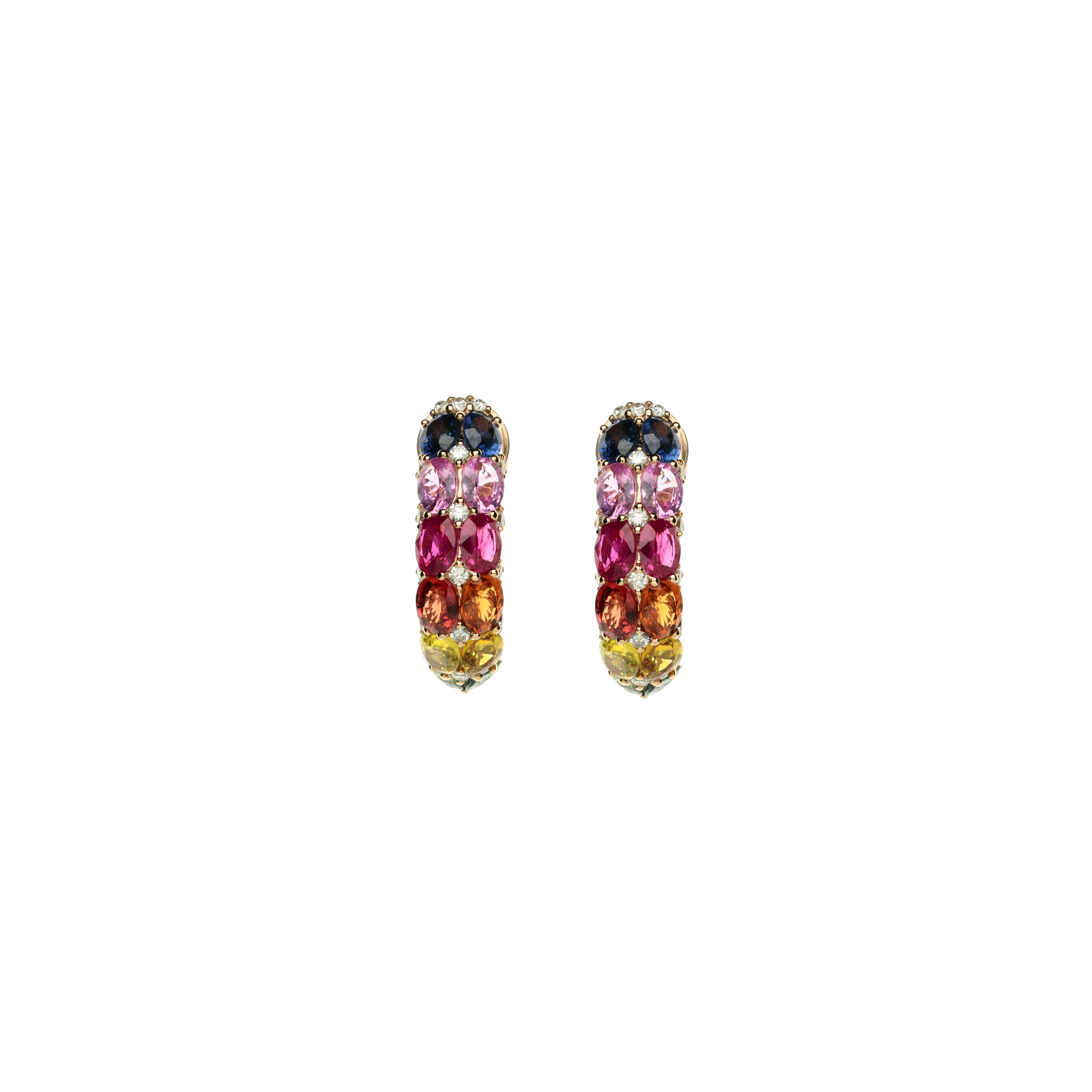 ORECCHINI RAINBOW IN ORO ROSA CON ZAFFIRI MULTICOLOR E DIAMANTI - KE1182/MS