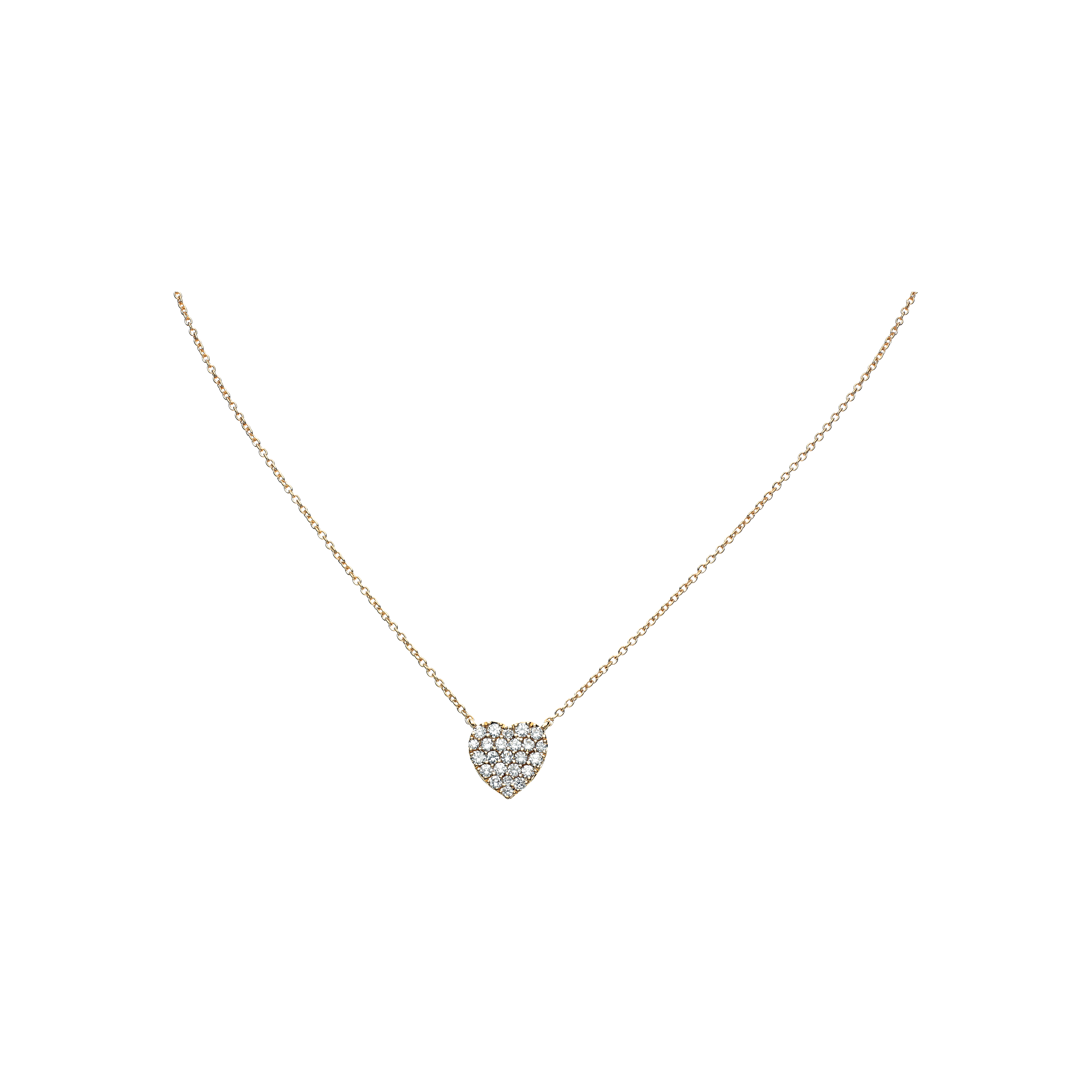 COLLANA GIROCOLLO IN ORO ROSA CON CUORE IN PAVÈ DI DIAMANTI BIANCHI - VN26694DP