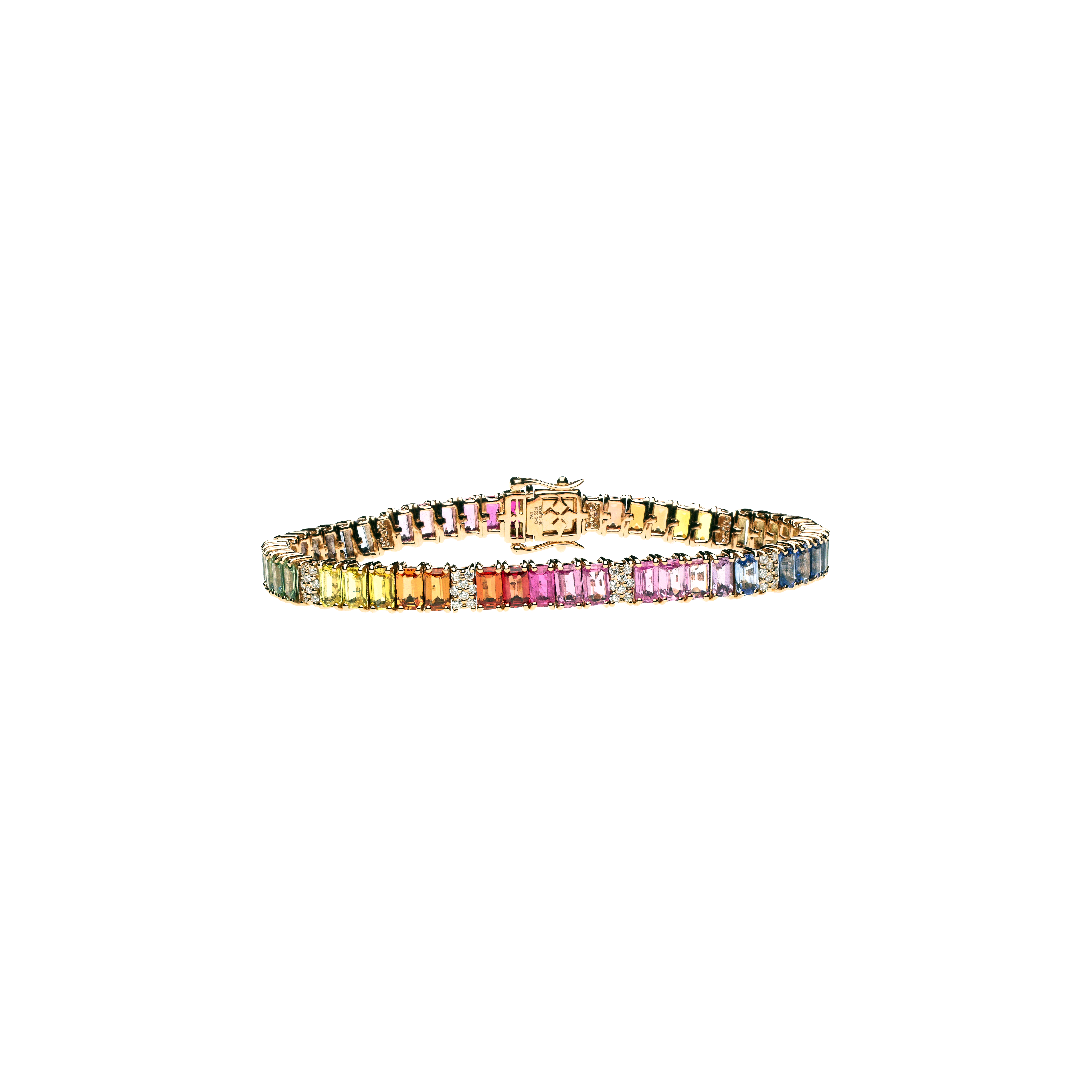 BRACCIALE TENNIS RAINBOW IN ORO ROSA CON DIAMANTI E ZAFFIRI MULTICOLOR - KB1040/MS