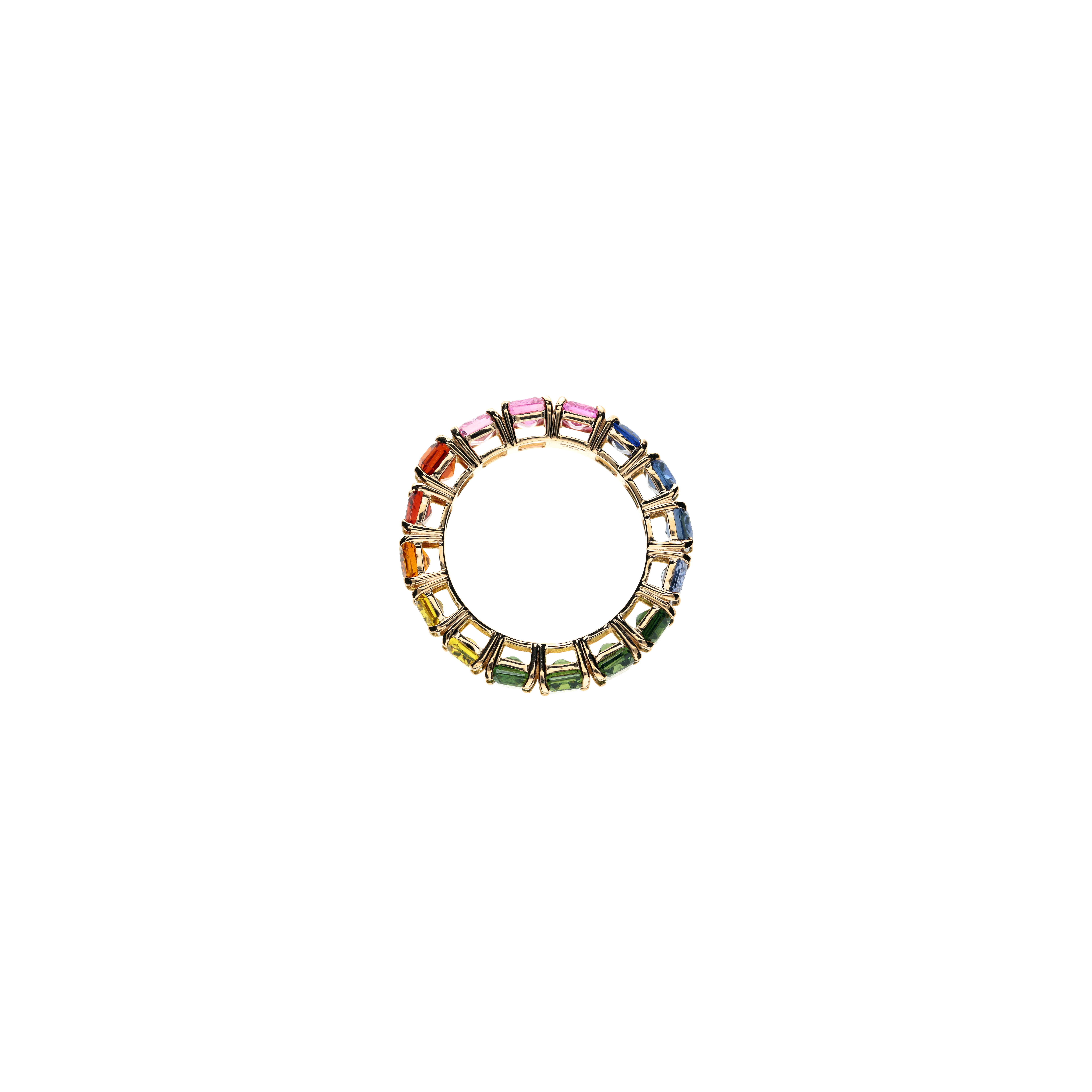 ANELLO VERETTA RAINBOW IN ORO ROSA CON ZAFFIRI MULTICOLOR - AR2374/MCS