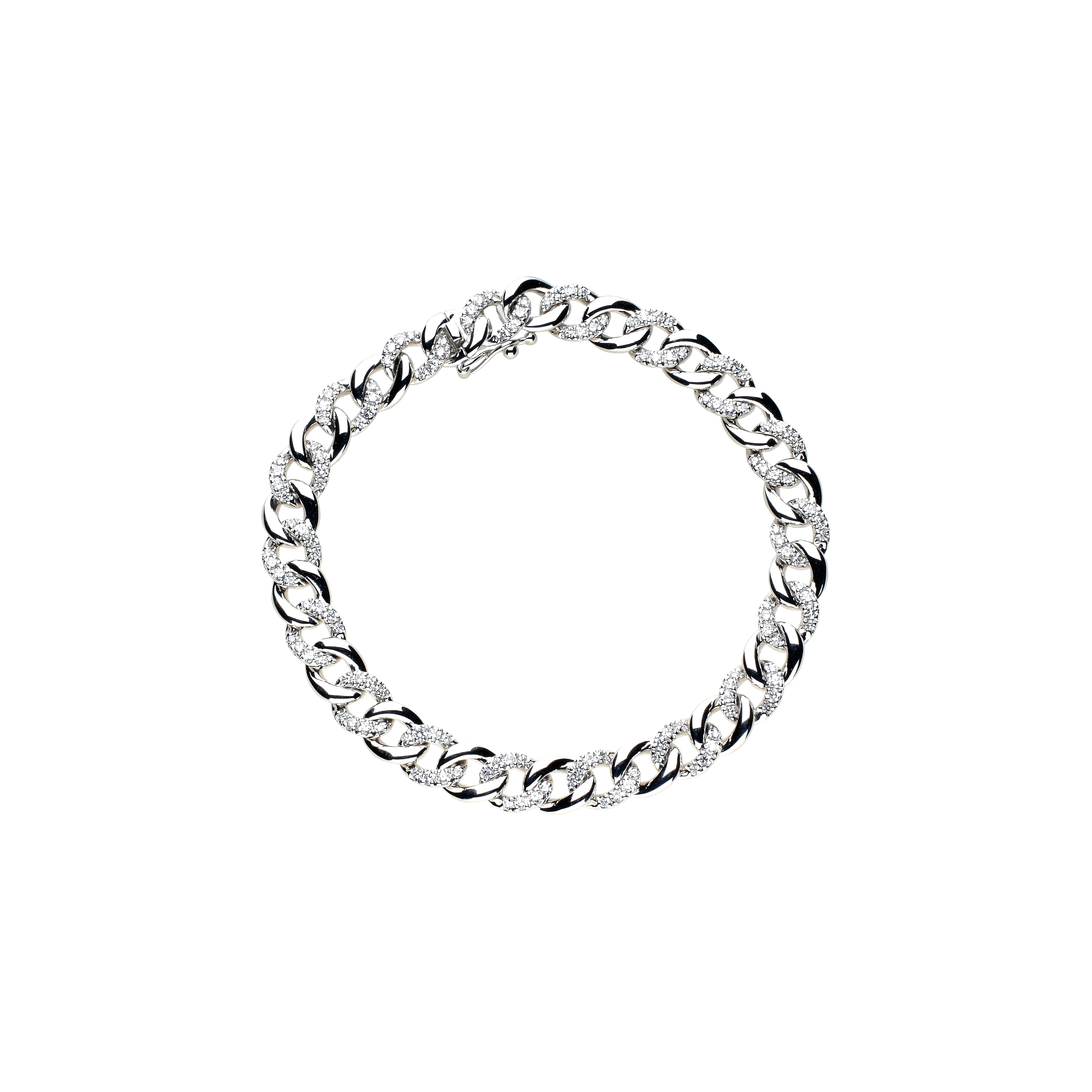 BRACCIALE IN ORO BIANCO GROUMETTE CON DIAMANTI - 234-5637-OB