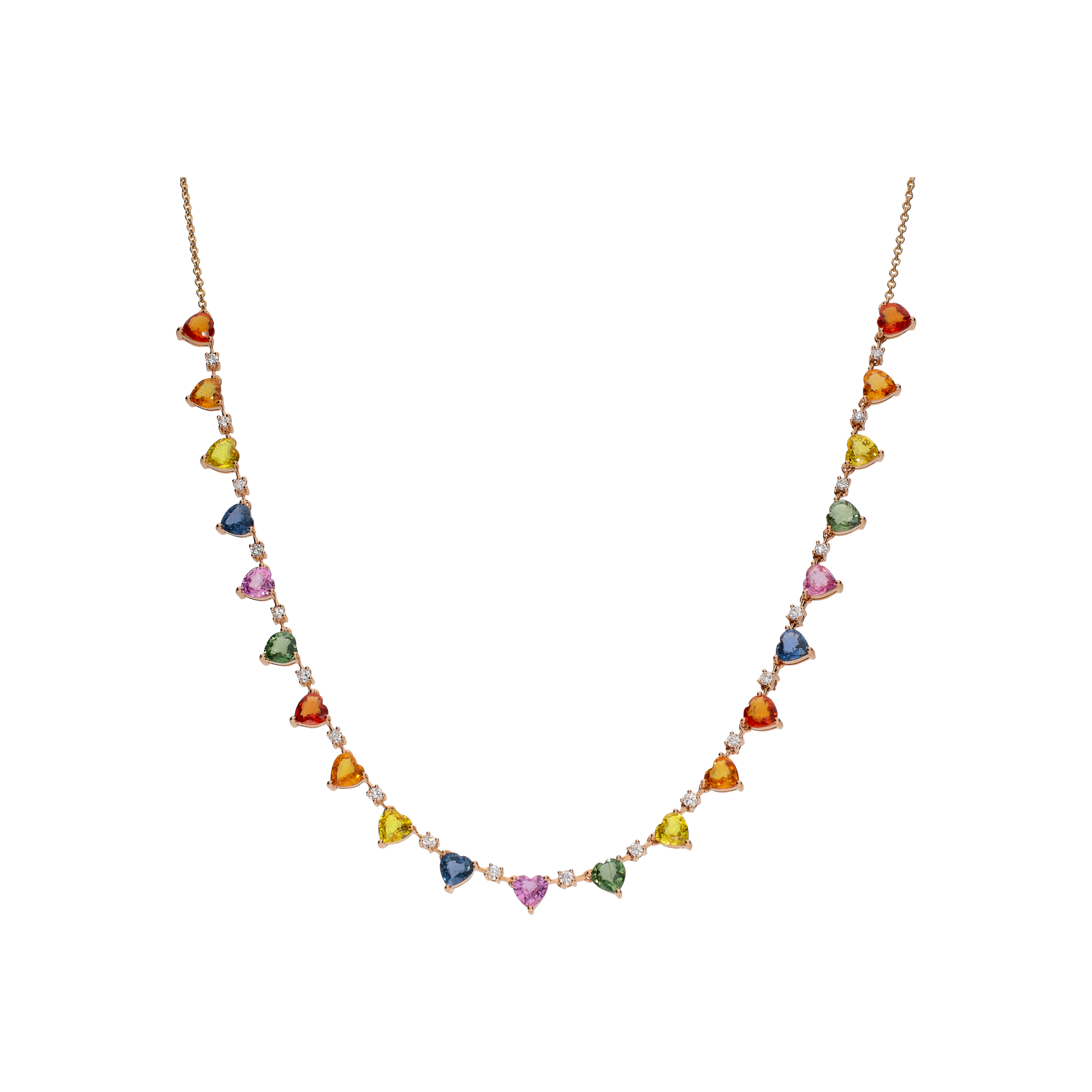 COLLANA RAINBOW IN ORO ROSA CON DIAMANTI E ZAFFIRI MULTICOLOR - KN1026/MS