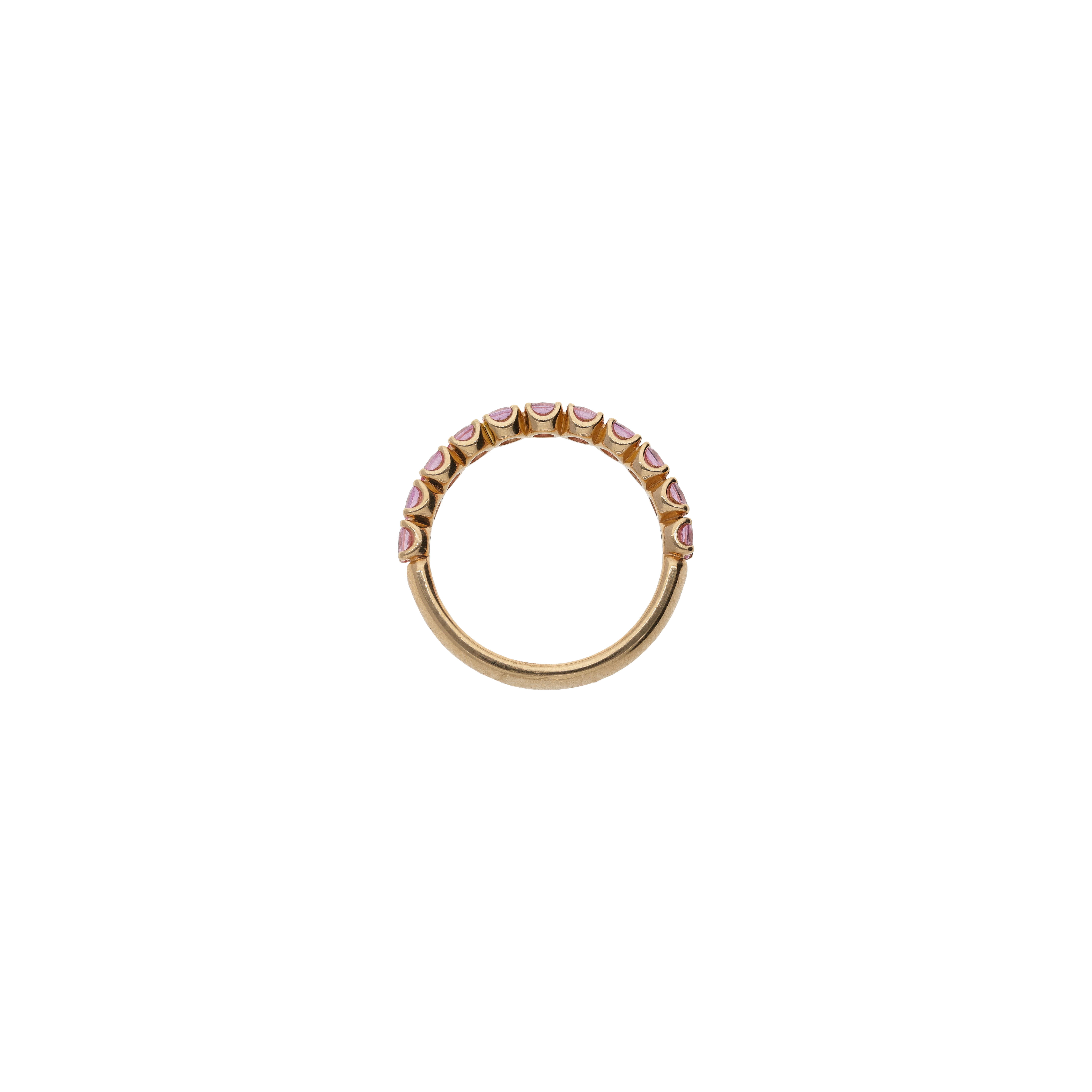 ANELLO VERETTA A MEZZO GIRO IN ORO ROSA E ZAFFIRI ROSA - FA1116R009