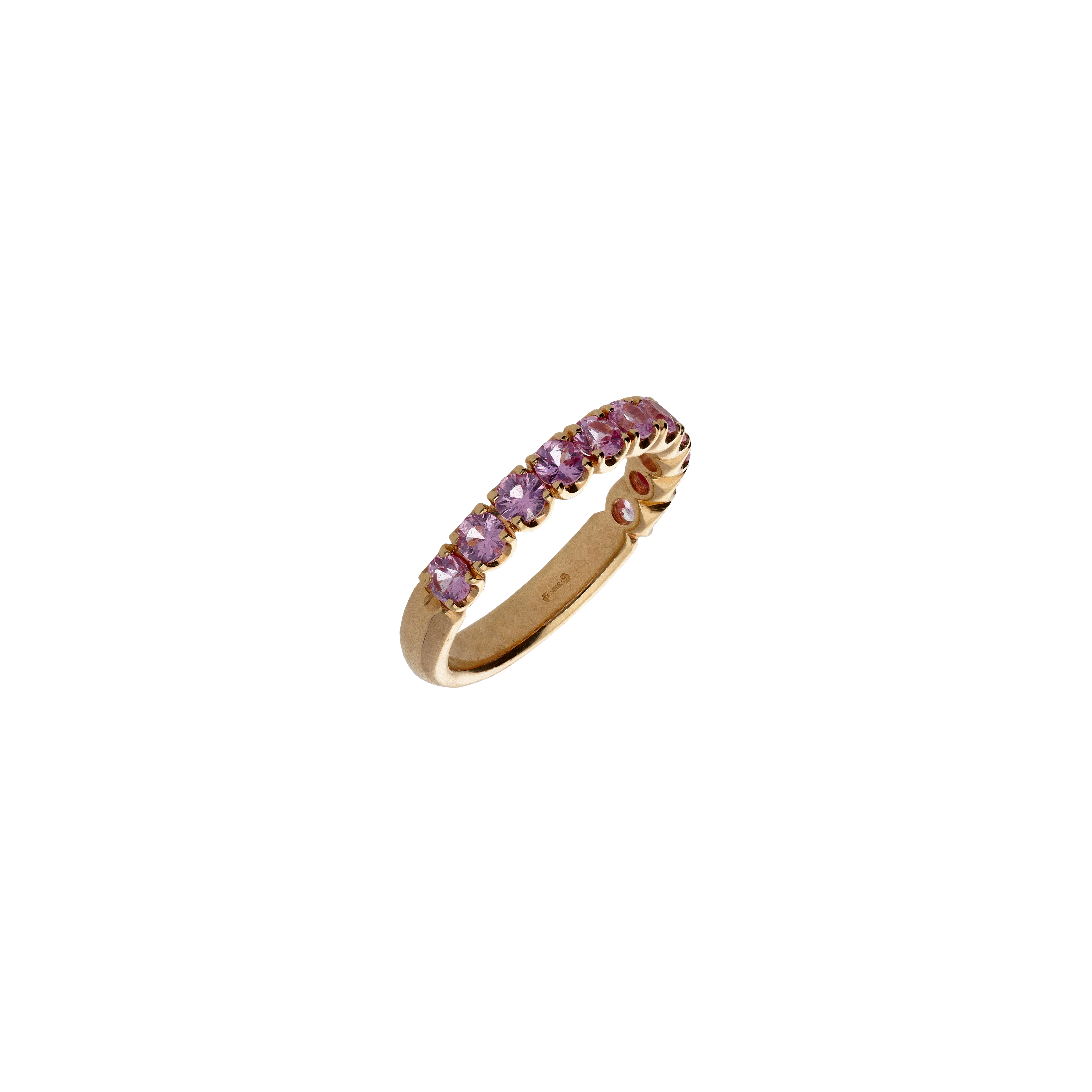 ANELLO VERETTA A MEZZO GIRO IN ORO ROSA E ZAFFIRI ROSA - FA1116R009