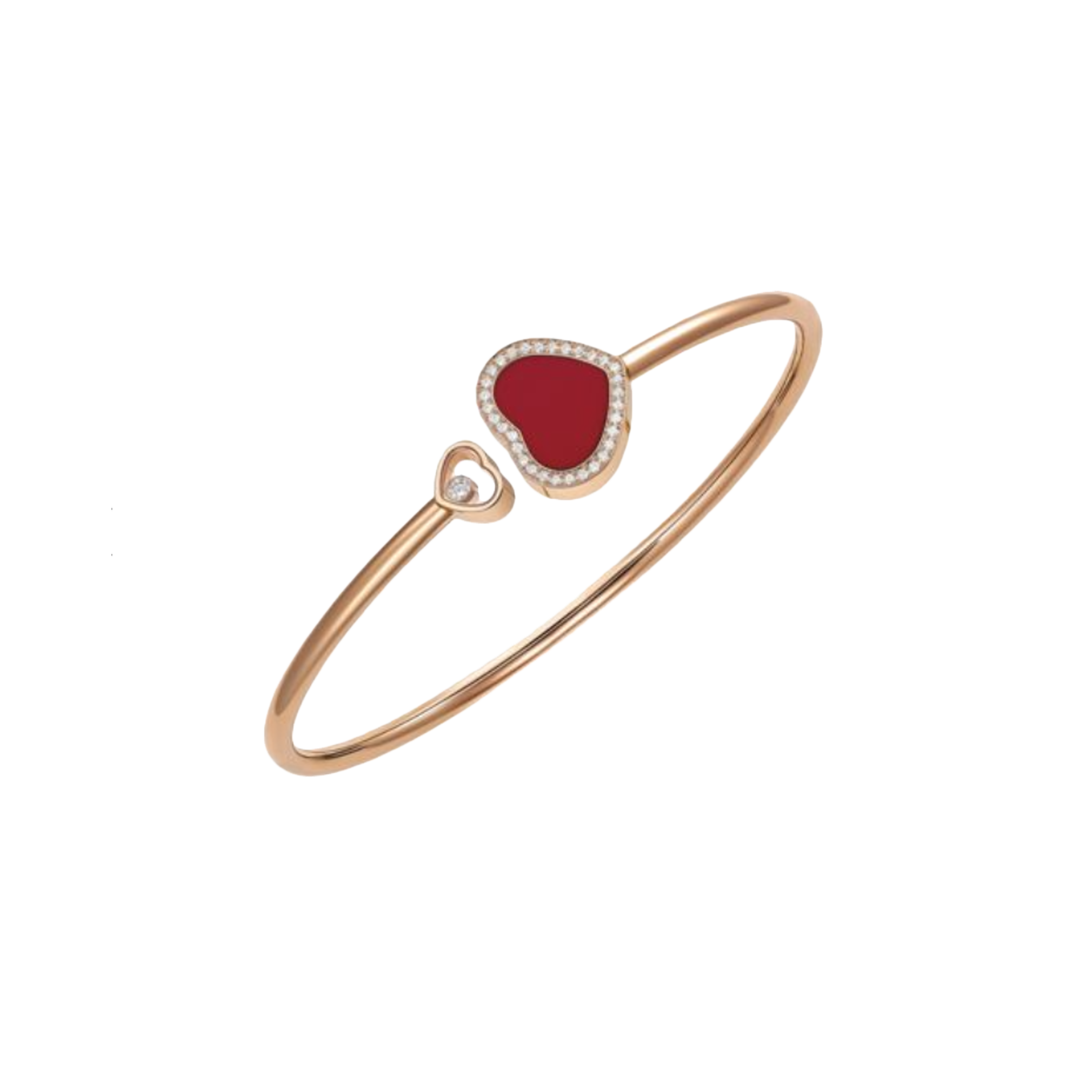 CHOPARD - HAPPY HEARTS - BRACCIALE GIUNCO IN ORO ROSA ETICO, DIAMANTI, PIETRA ROSSA - 85A074-5800 - 85A074-5803