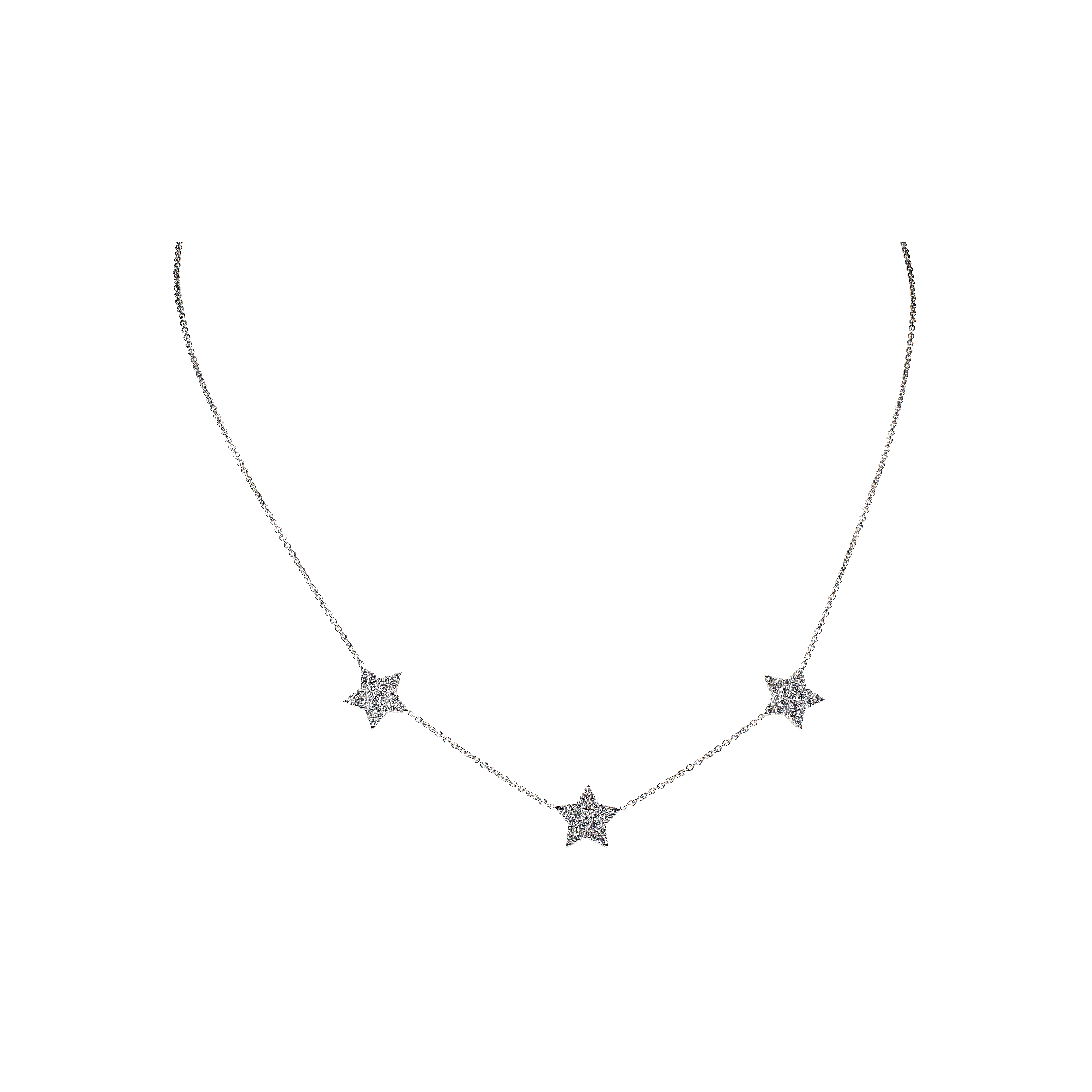 COLLANA GIROCOLLO IN ORO BIANCO CON STELLE IN PAVÈ DI DIAMANTI - 372-2041