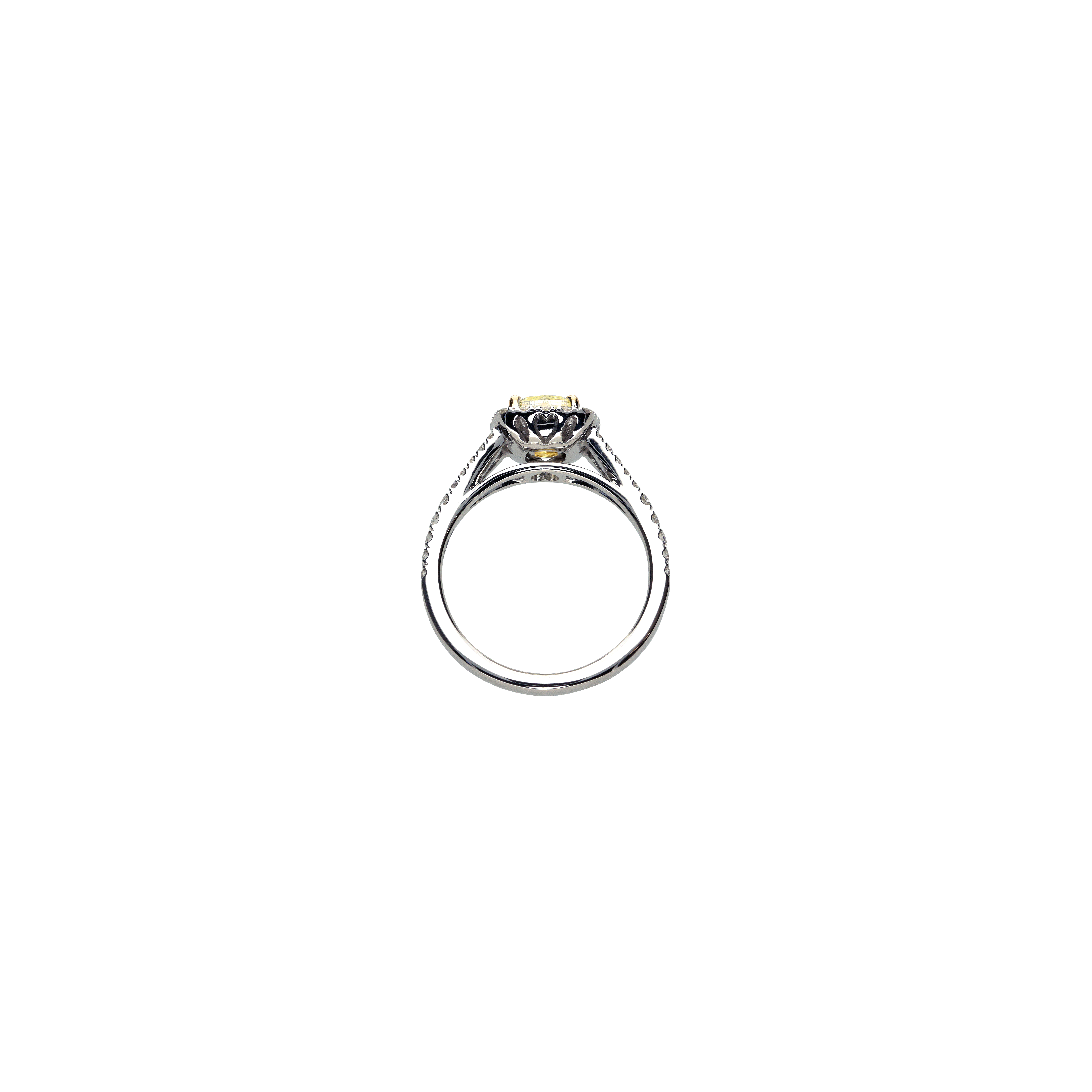 ANELLO IN ORO BIANCO CON DIAMANTE FANCY YELLOW CENTRALE E DIAMANTI BIANCHI - 000-5013-372