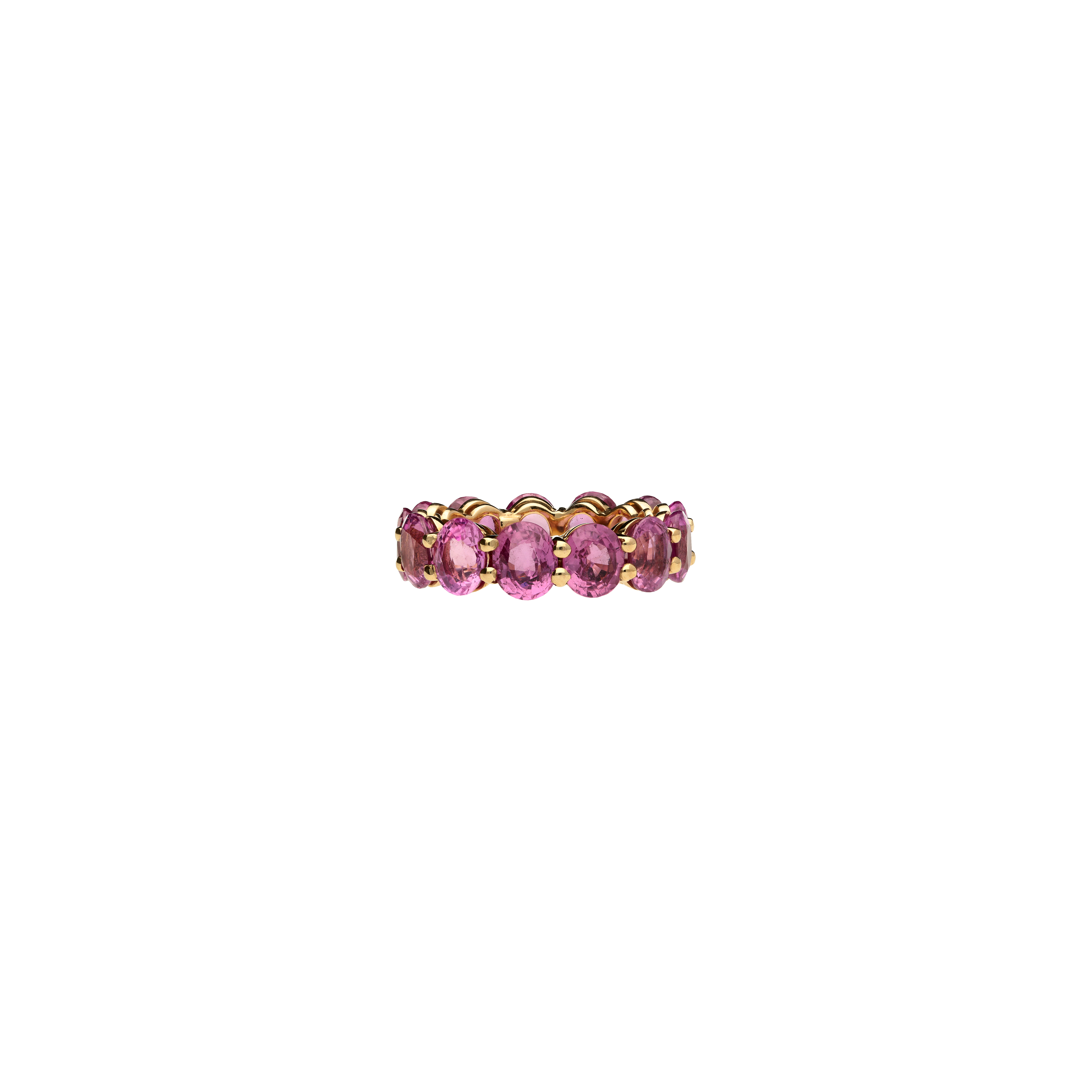 ANELLO VERETTA IN ORO ROSA CON ZAFFIRI ROSA - PRT2P-OV/ZR