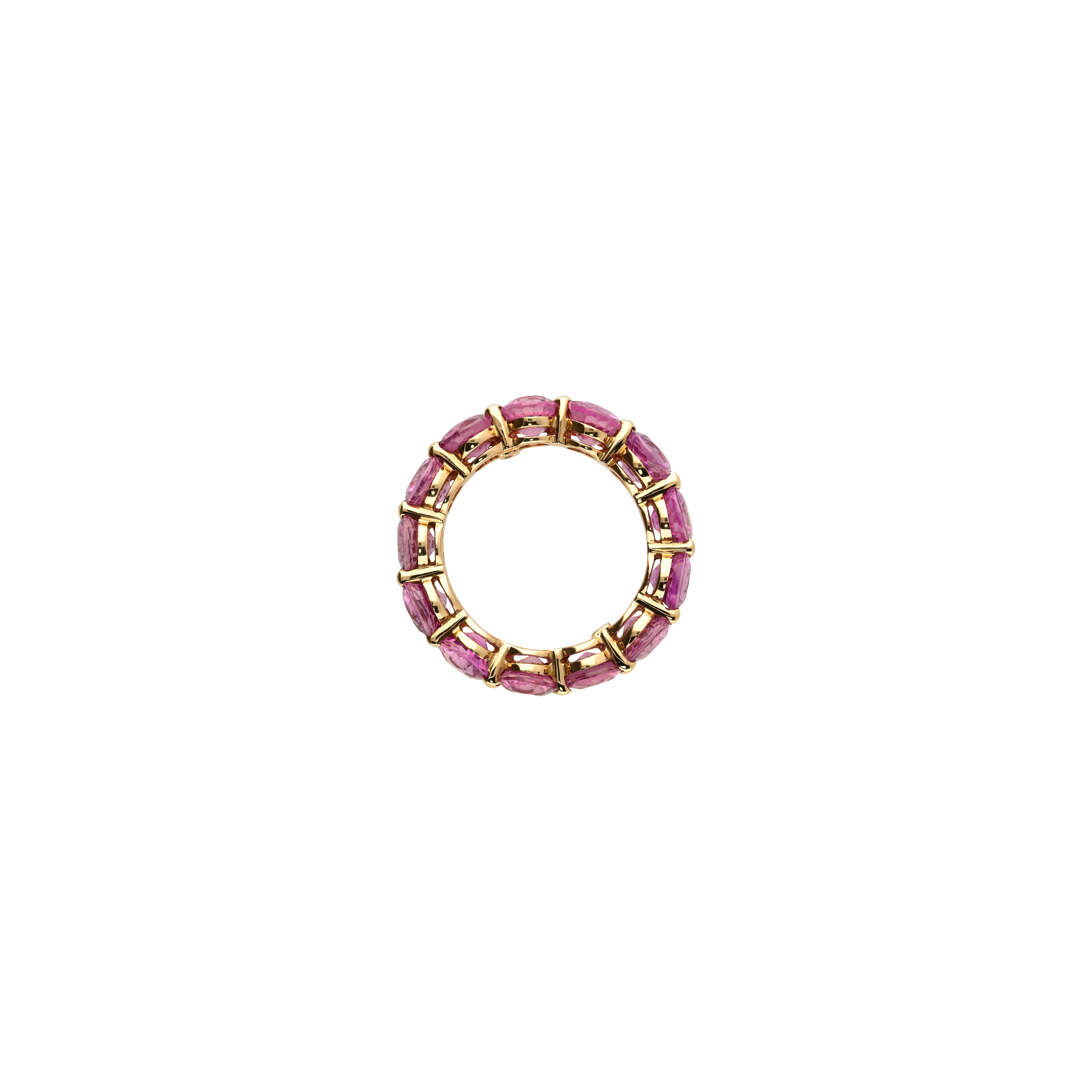 ANELLO VERETTA IN ORO ROSA CON ZAFFIRI ROSA - PRT2P-OV/ZR