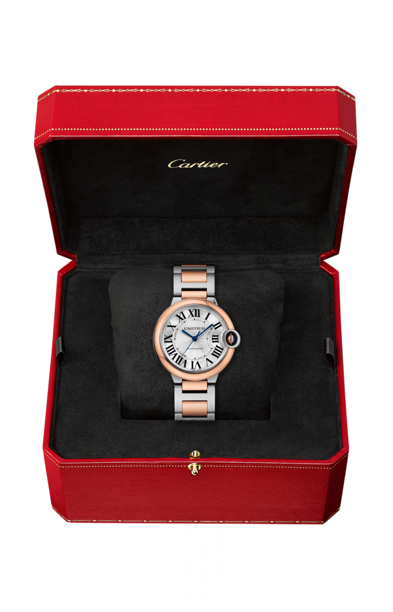 BALLON BLEU DE CARTIER 36 MM, MOVIMENTO MECCANICO A CARICA AUTOMATICA, ORO ROSA, ACCIAIO - W2BB0033