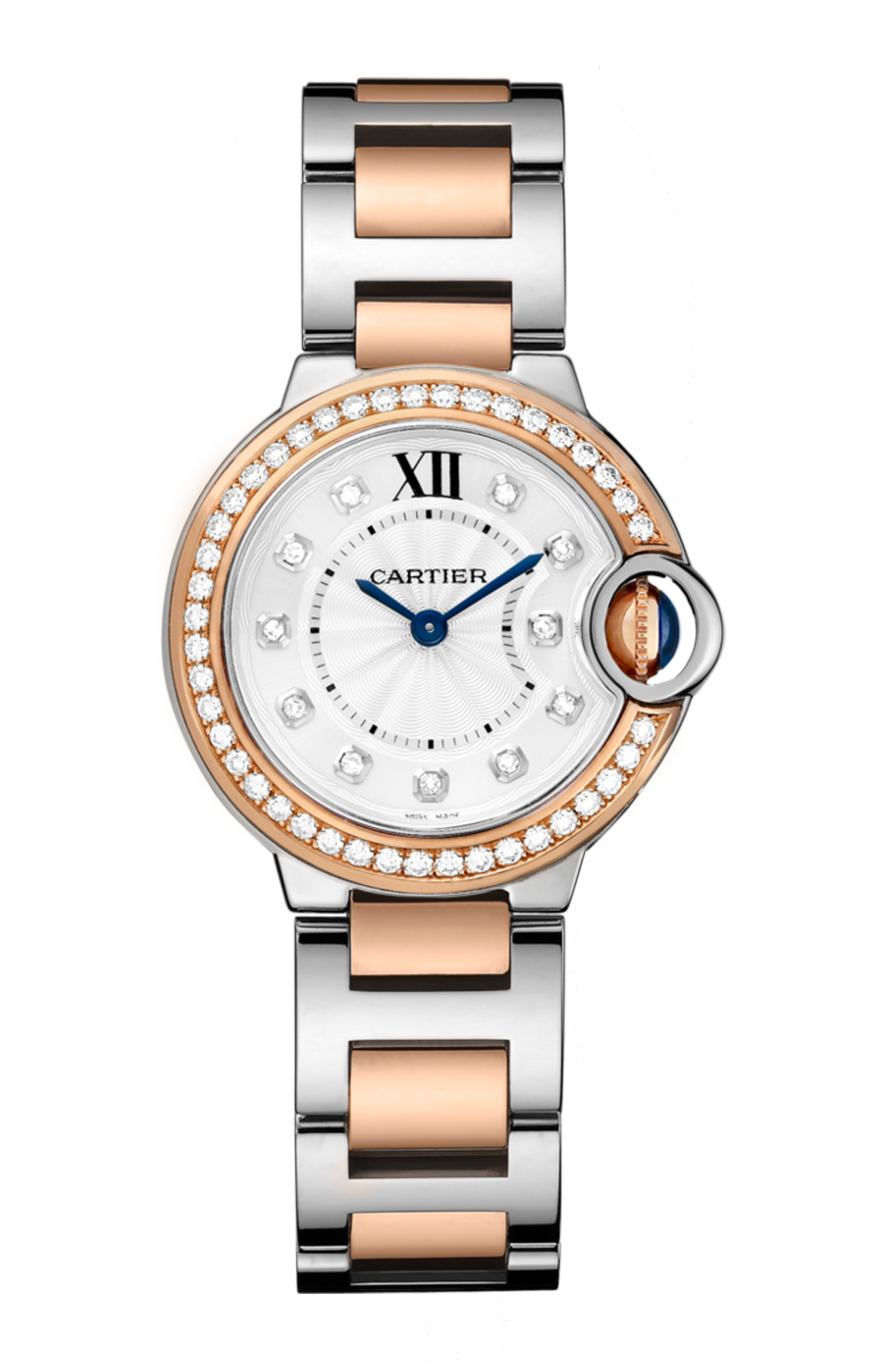 BALLON BLEU DE CARTIER 28 MM, ORO ROSA, ACCIAIO, DIAMANTI - W3BB0025