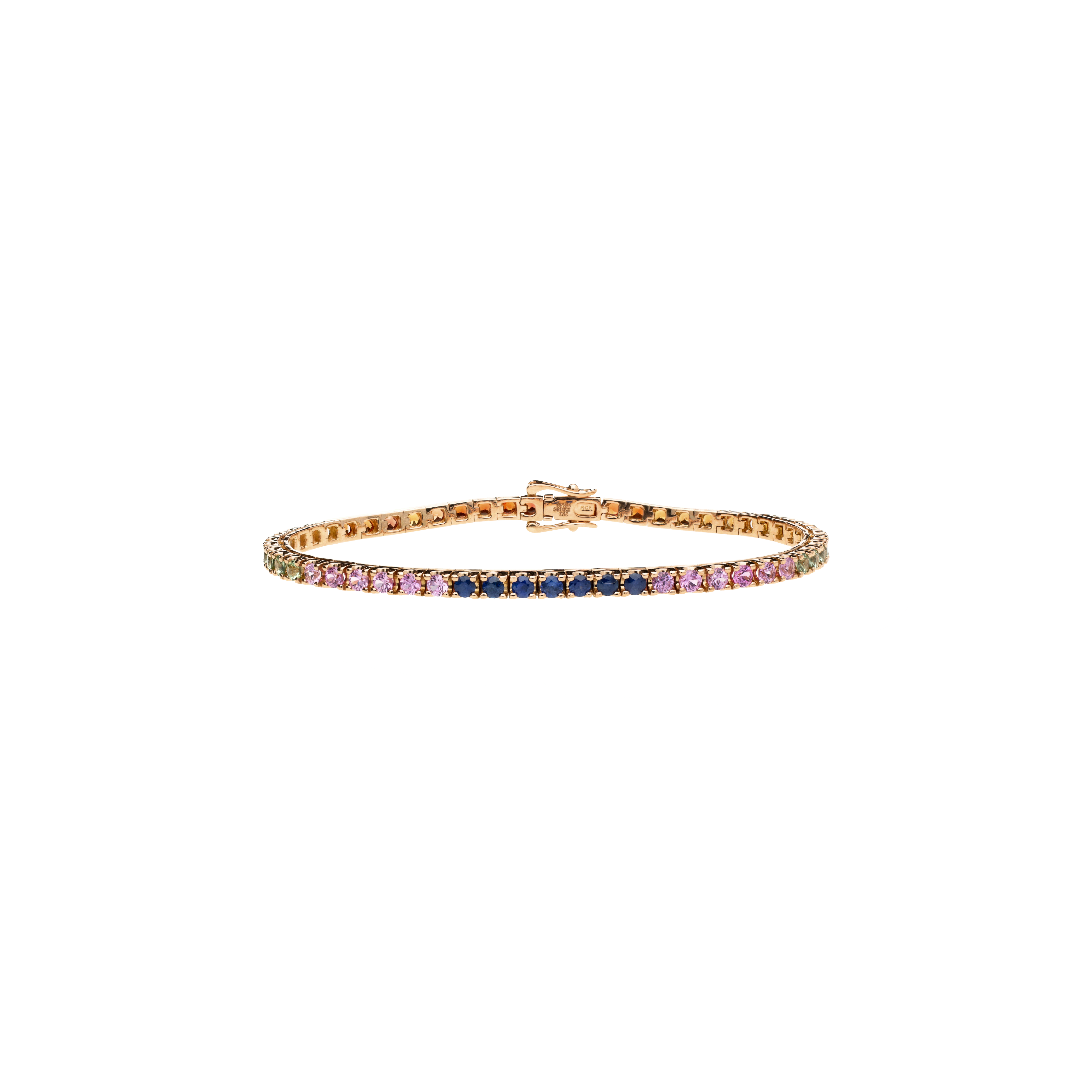 BRACCIALE TENNIS RAINBOW IN ORO ROSA CON ZAFFIRI MULTICOLOR - AB0305/MCS